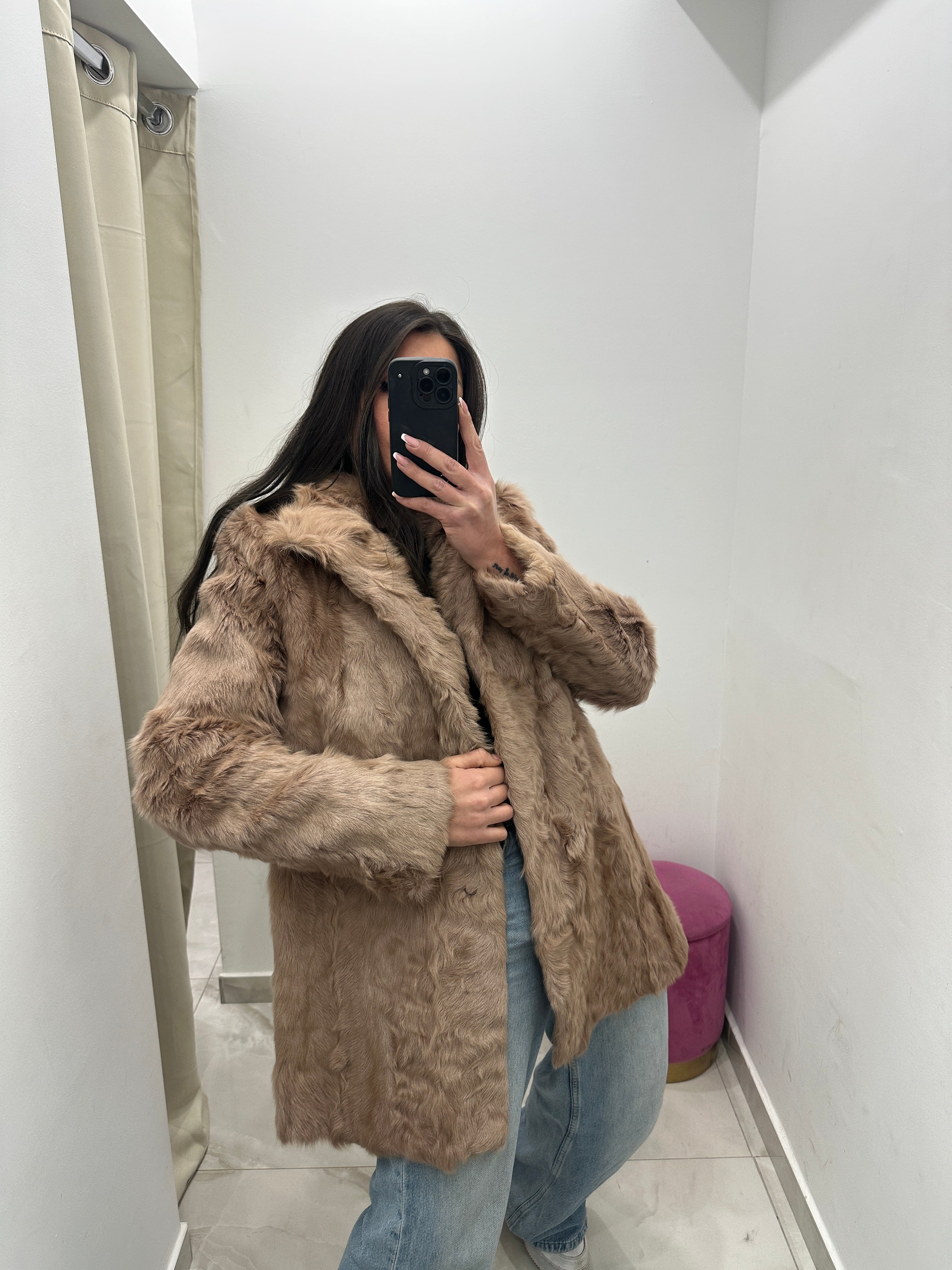 Pelliccia vera vintage beige