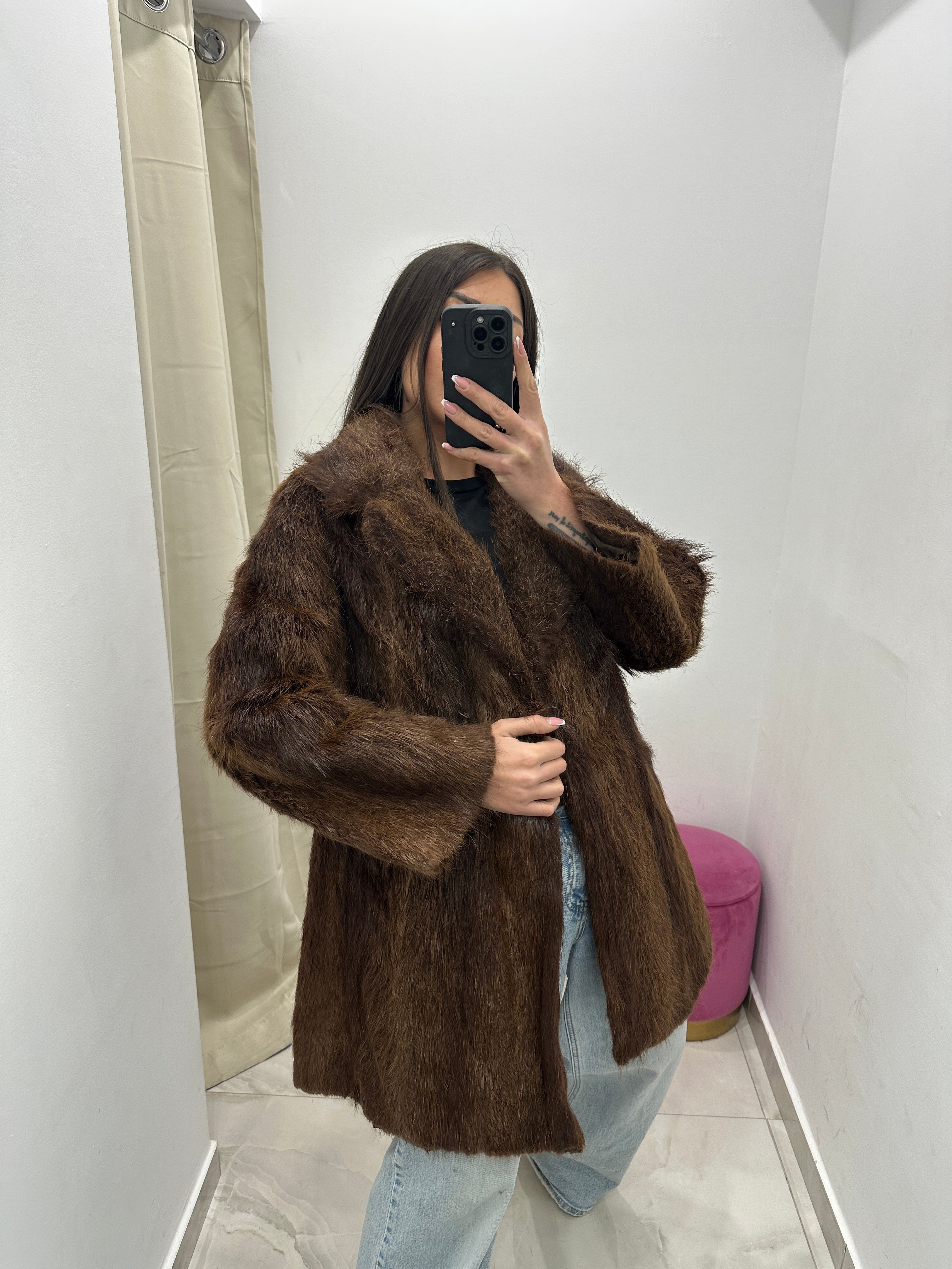 Pelliccia vera vintage marrone