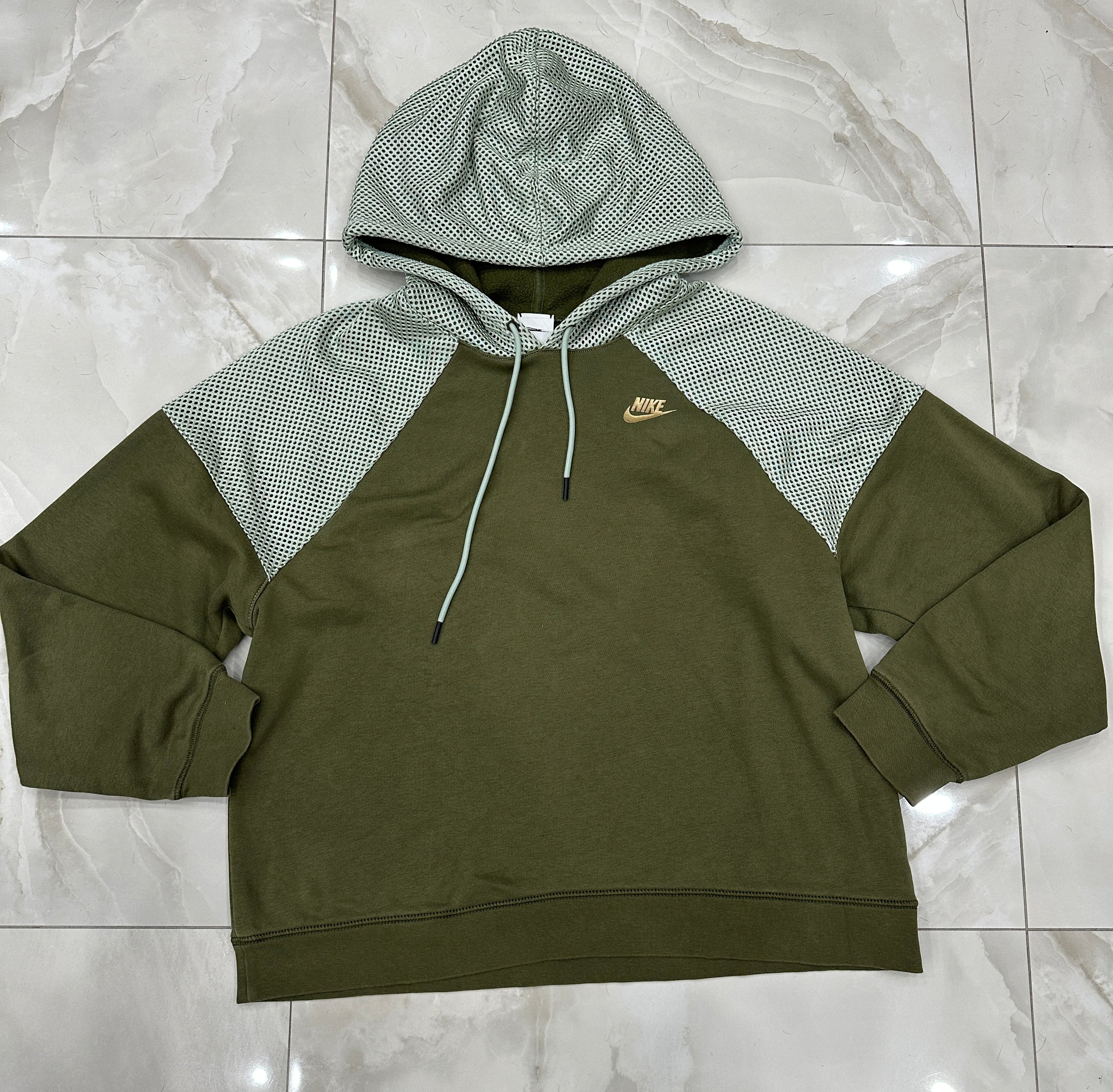Felpa vintage verde con cappuccio