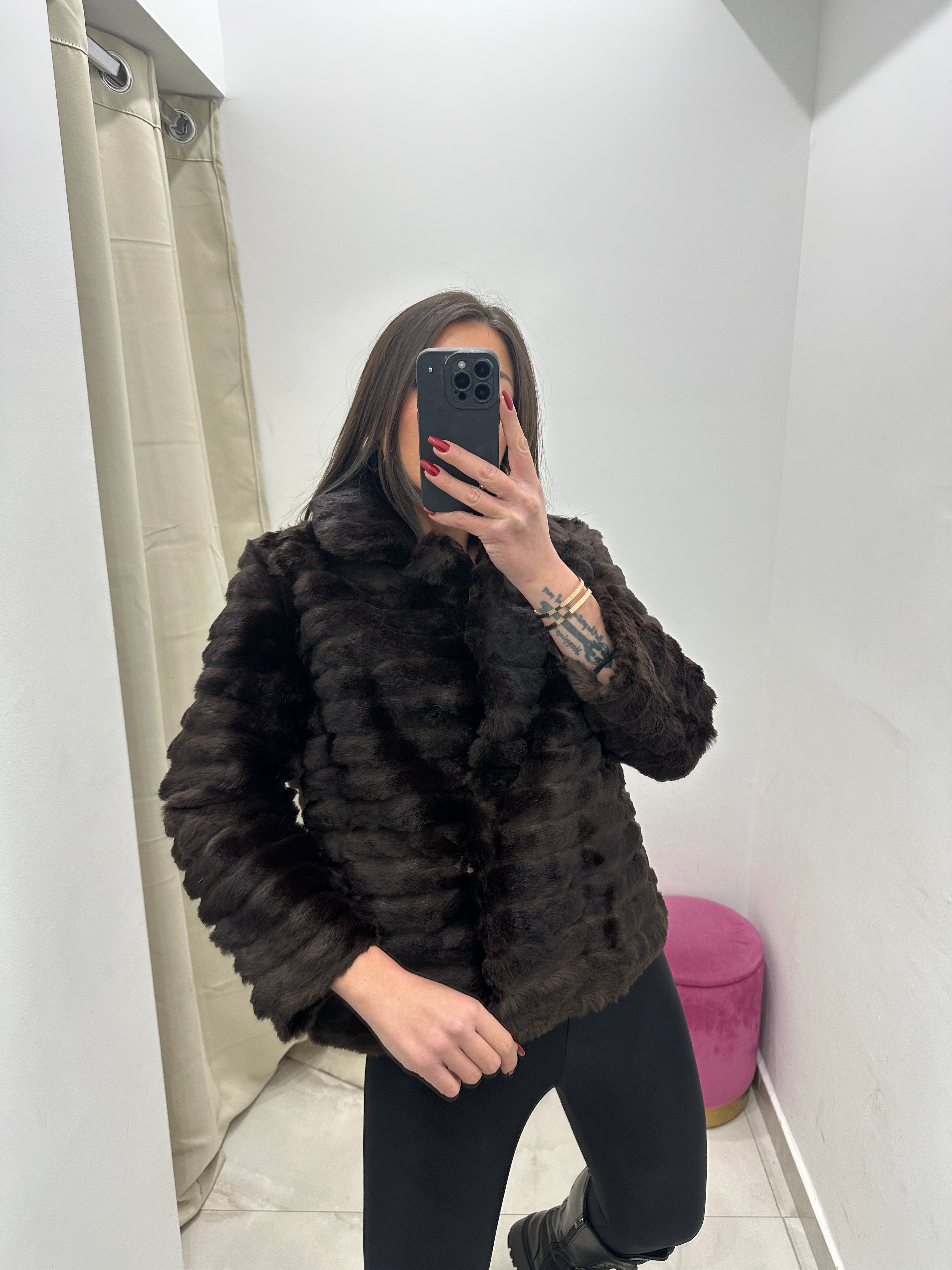 Pelliccia vera vintage marrone scuro