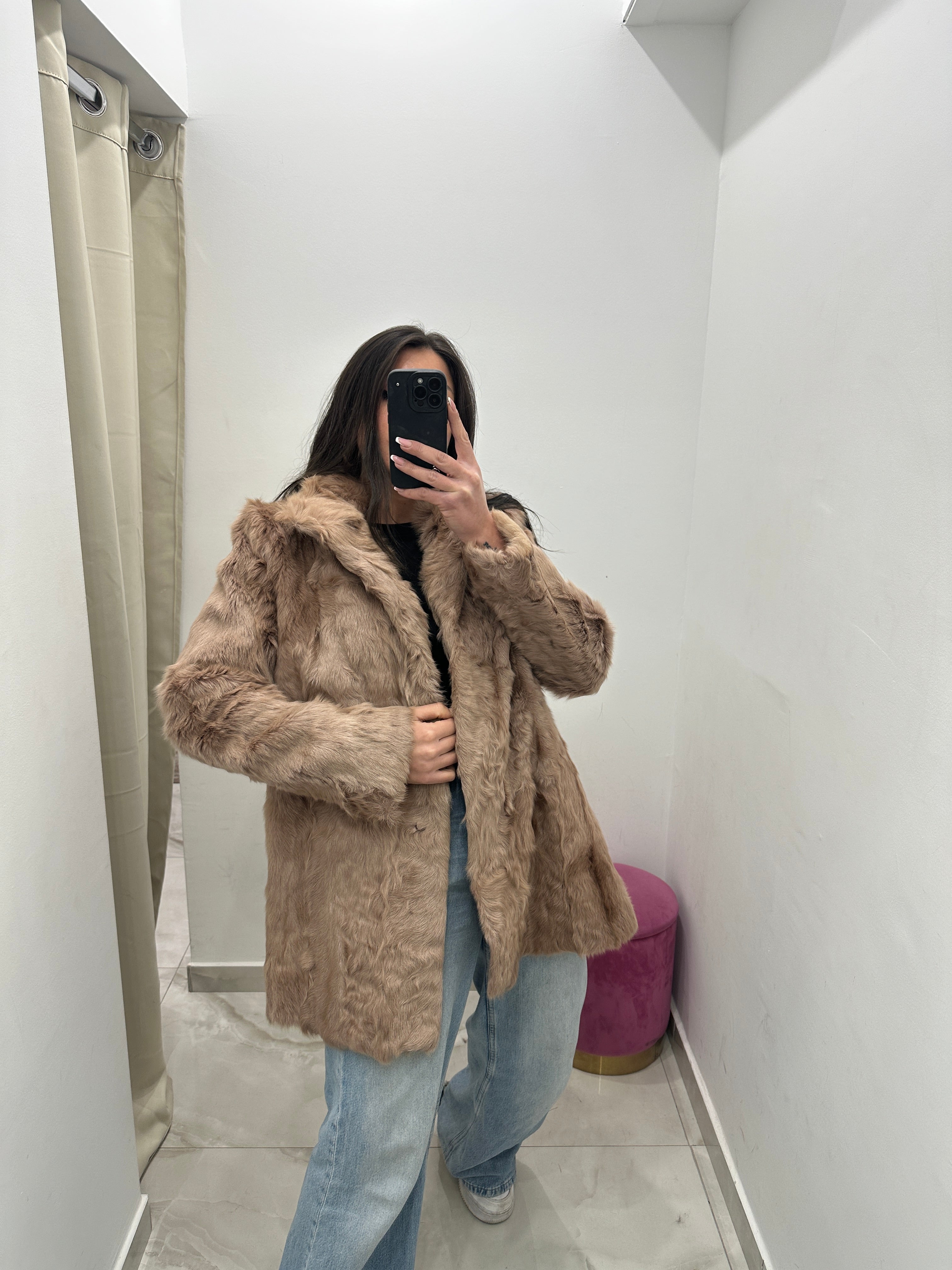 Pelliccia vera vintage beige