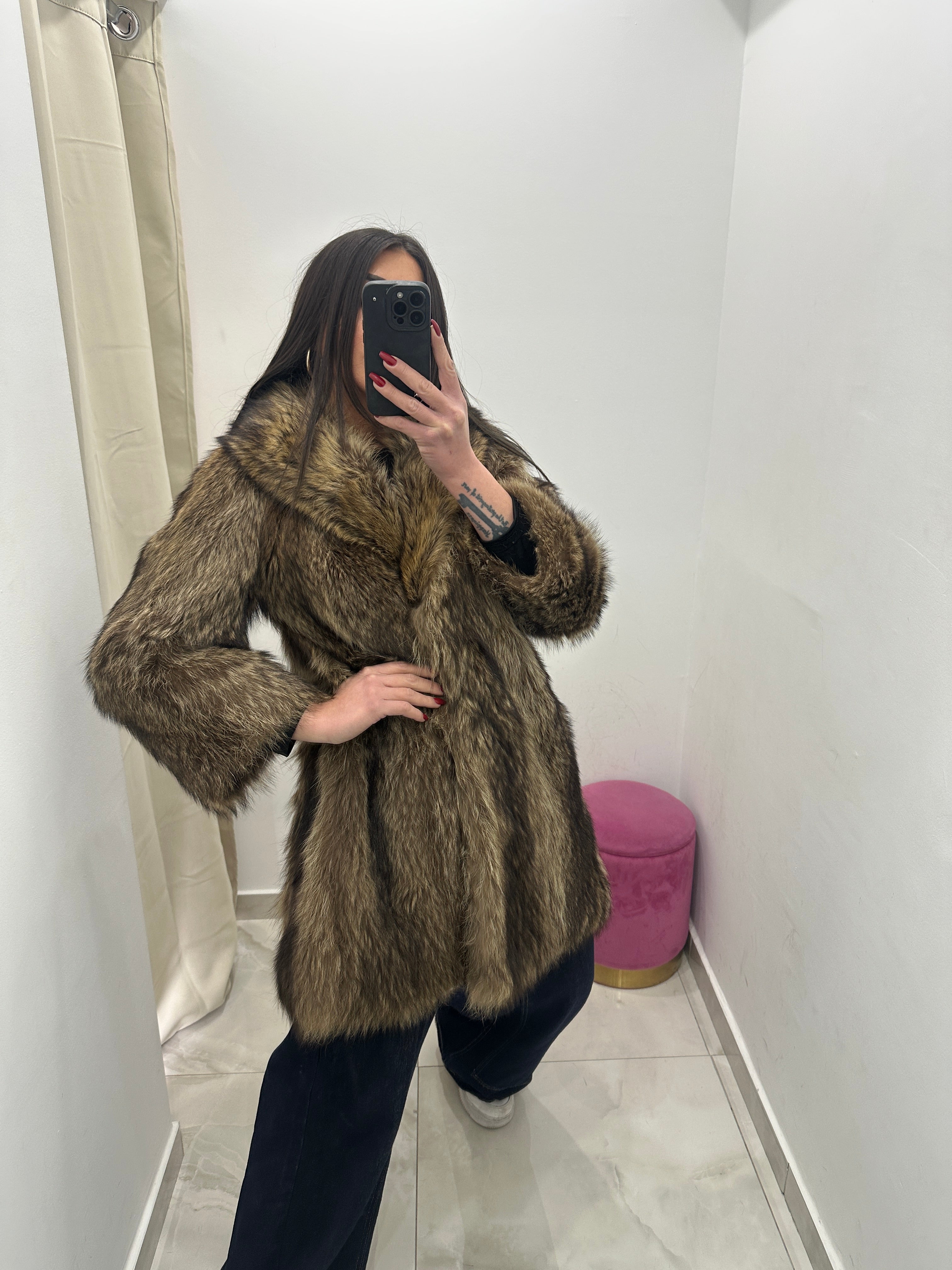 Pelliccia vera vintage di marmot