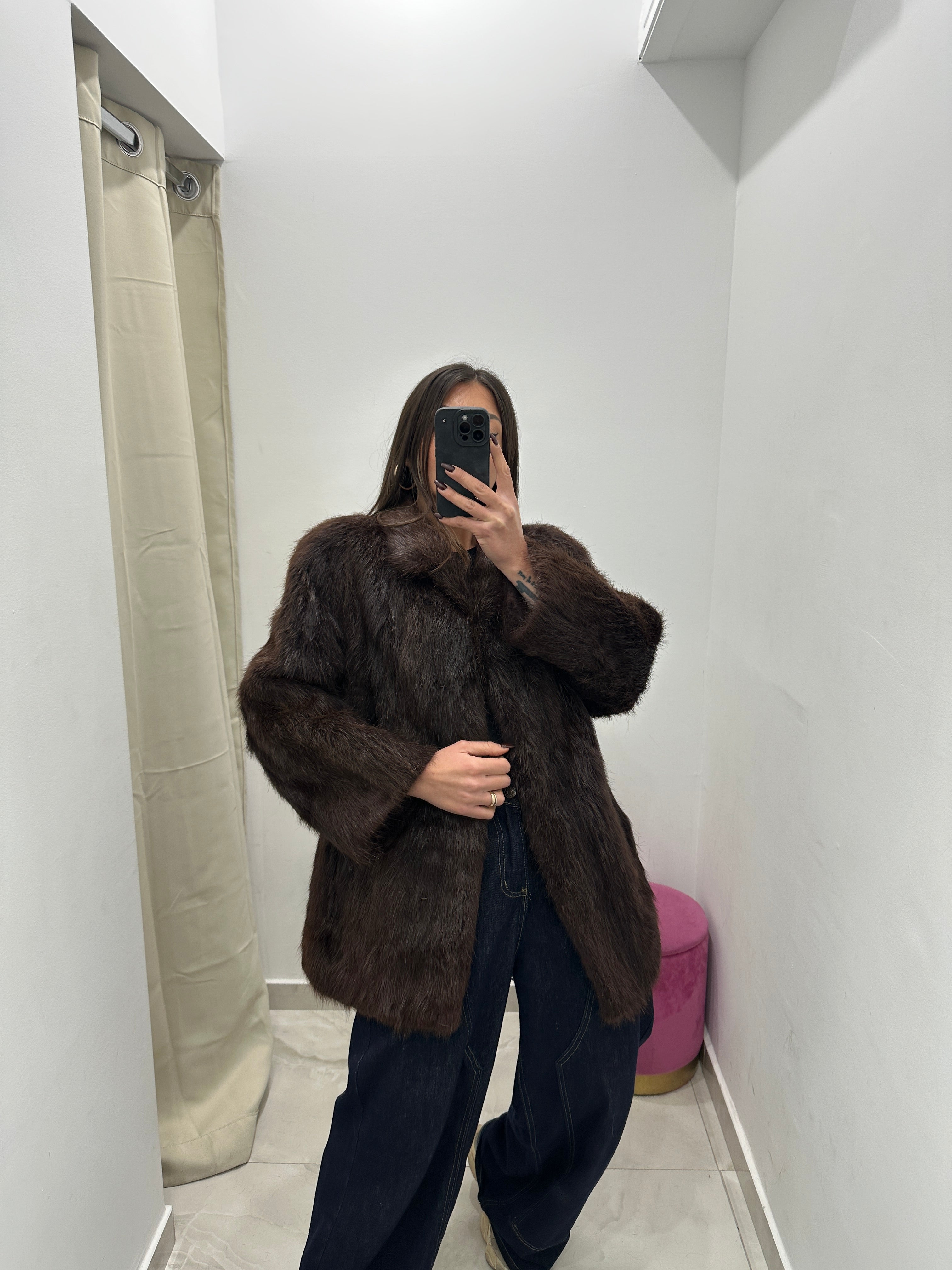 Pelliccia vera vintage marrone