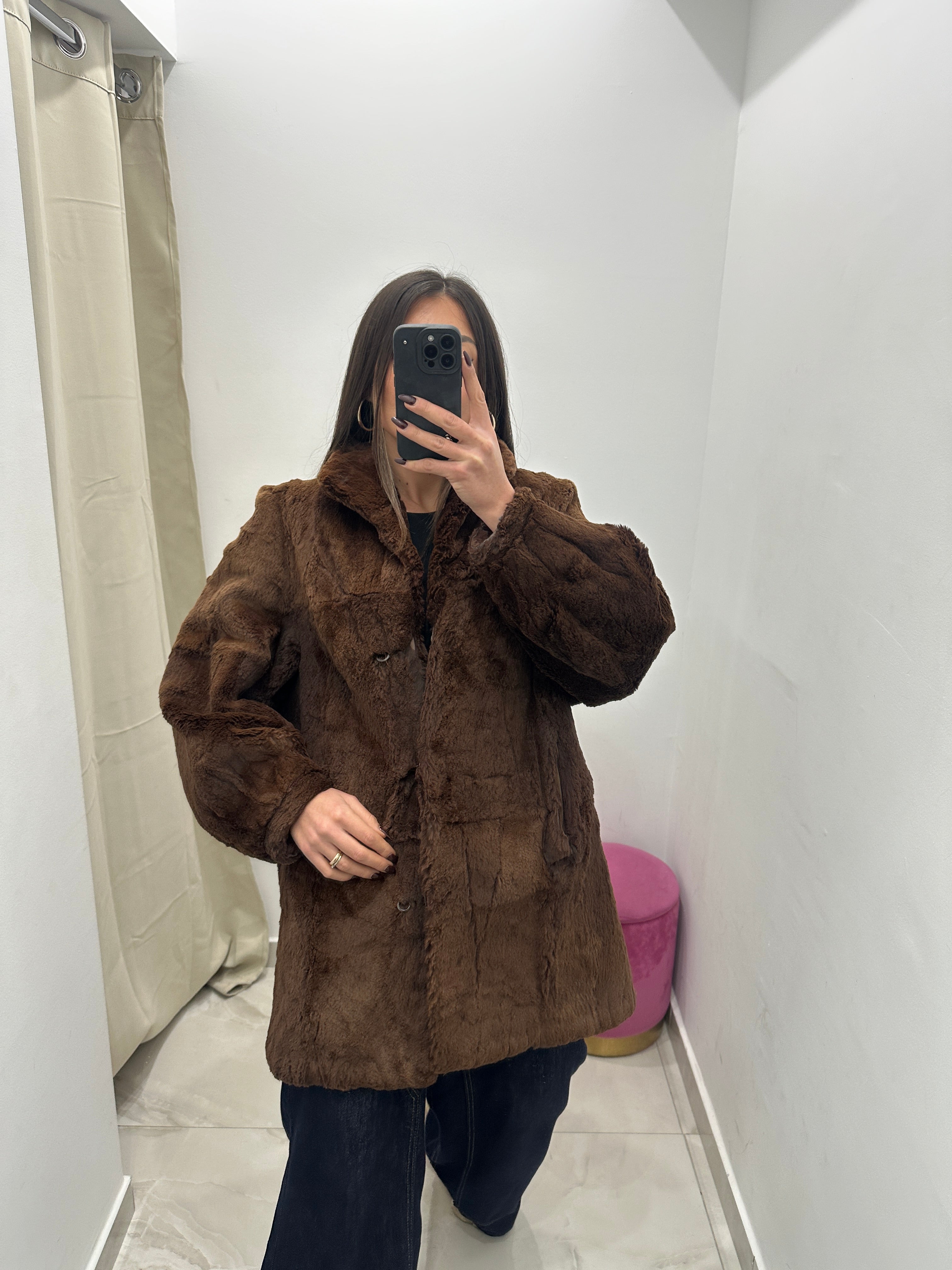 Pelliccia vera vintage marrone