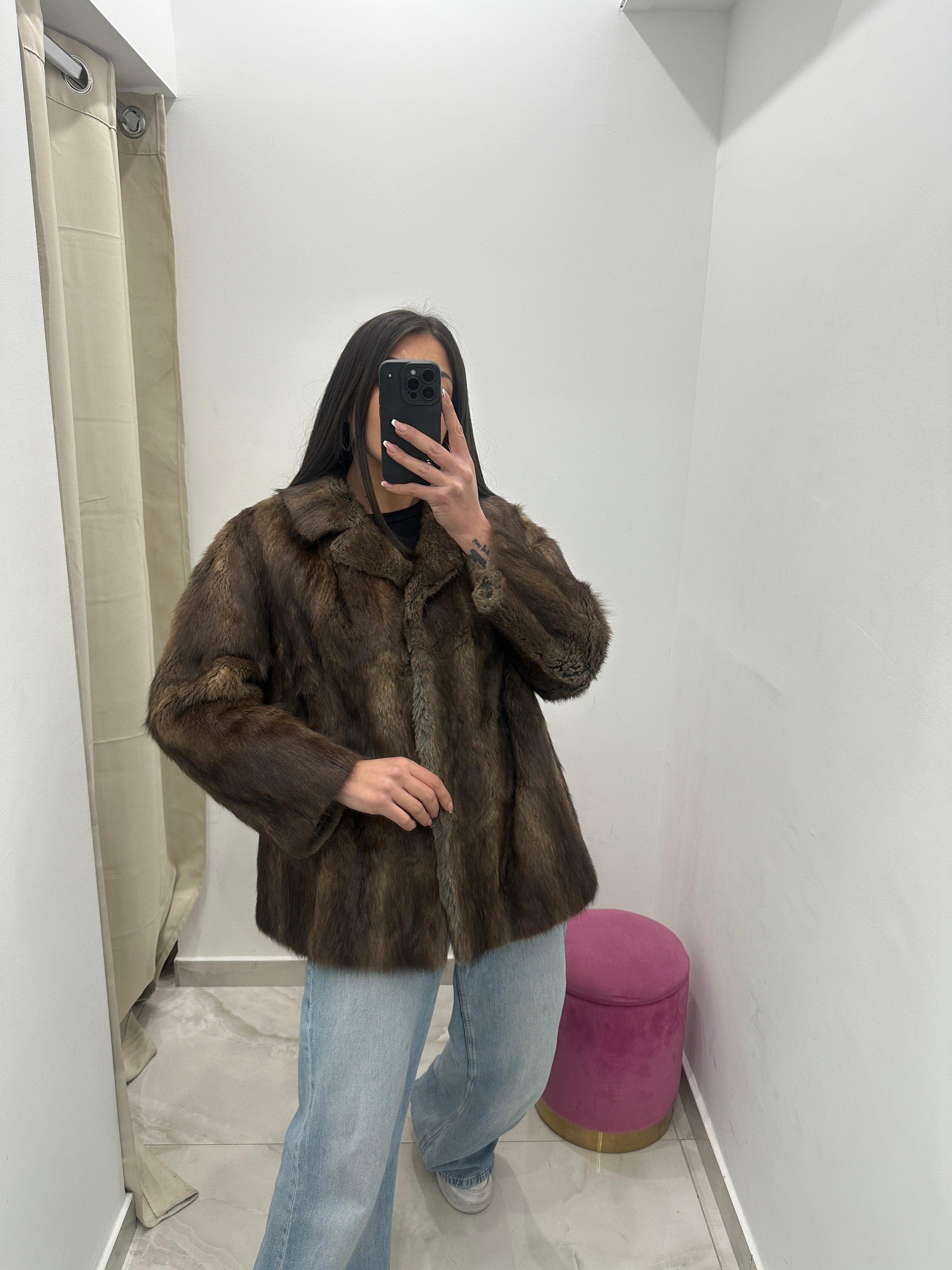 Pelliccia vera vintage marrone