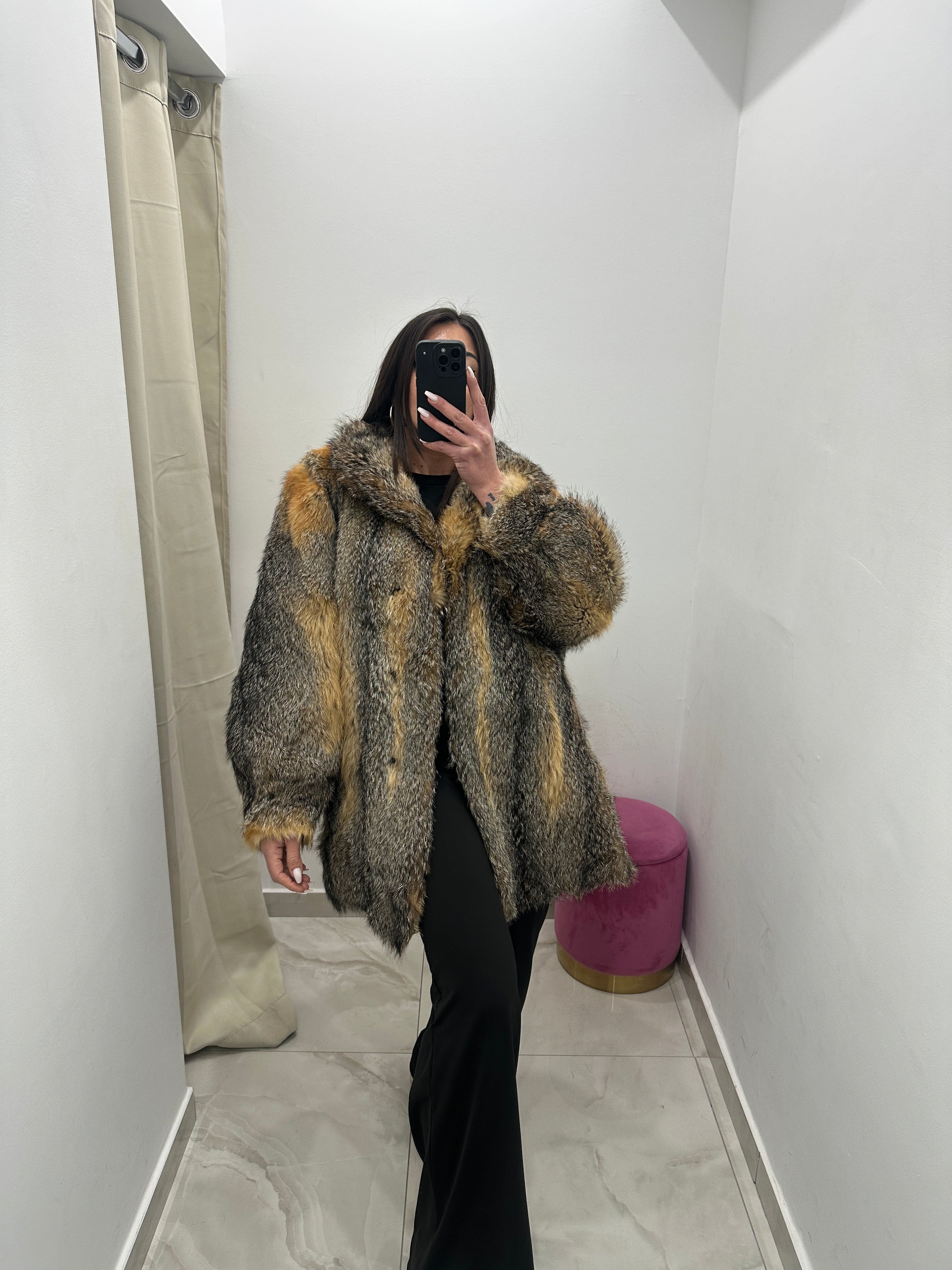 Pelliccia vera vintage volpe bicolor
