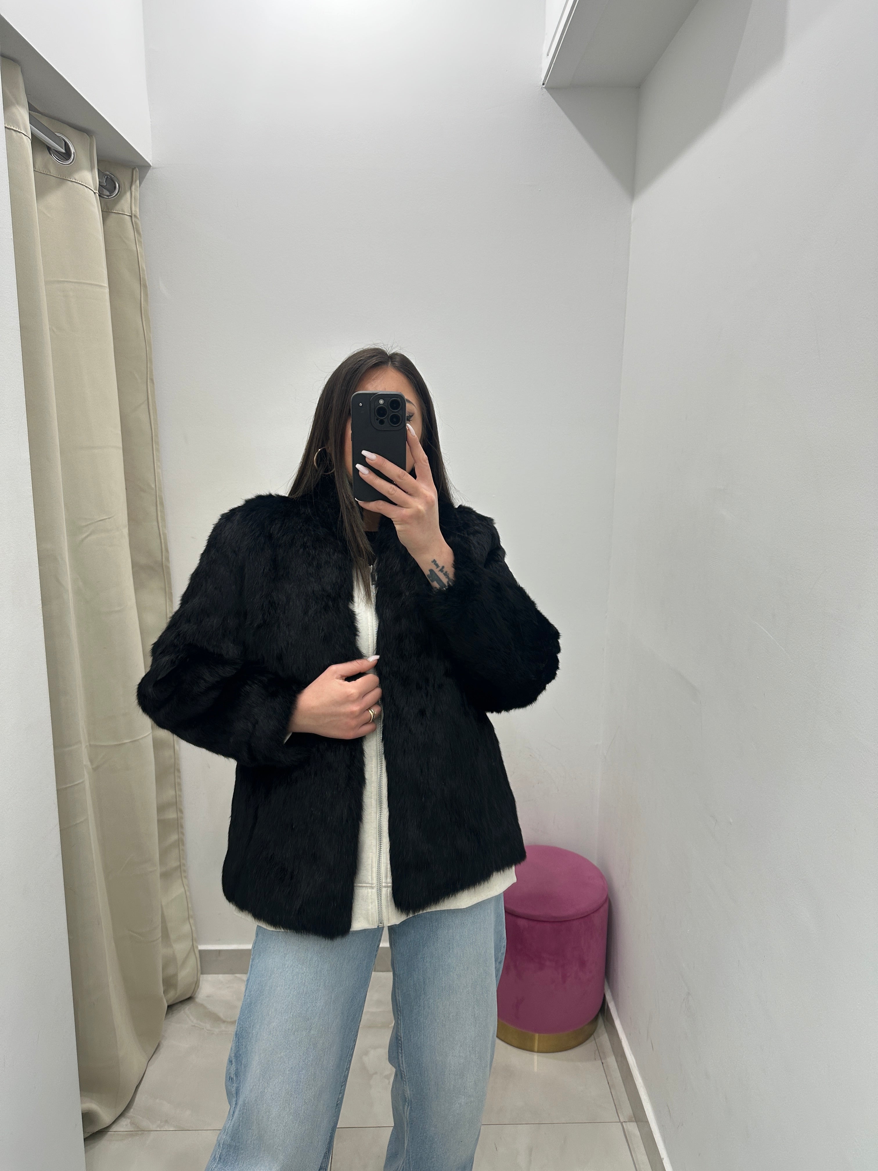 Pelliccia vera vintage nera