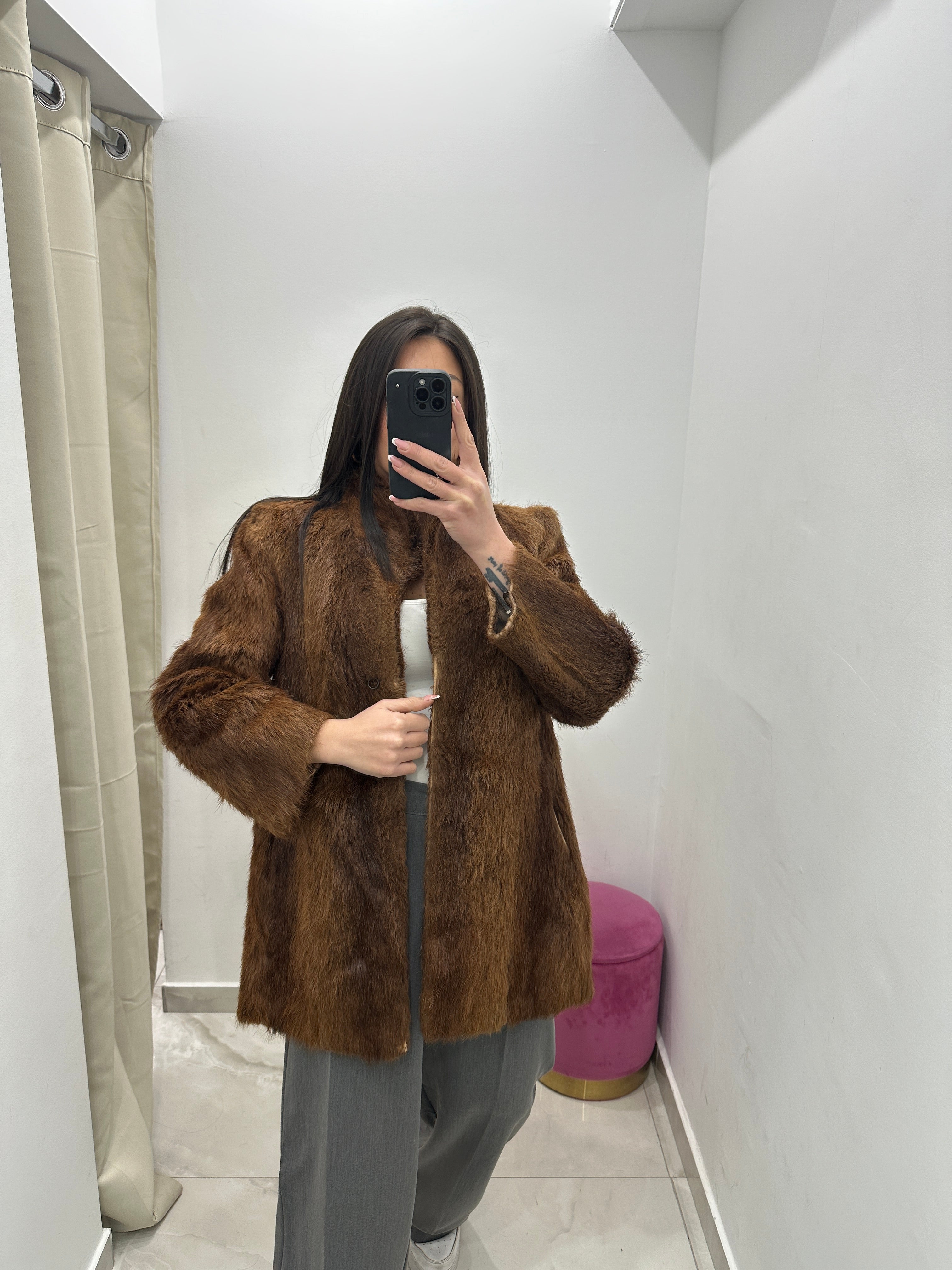 Pelliccia vera vintage in promo marrone