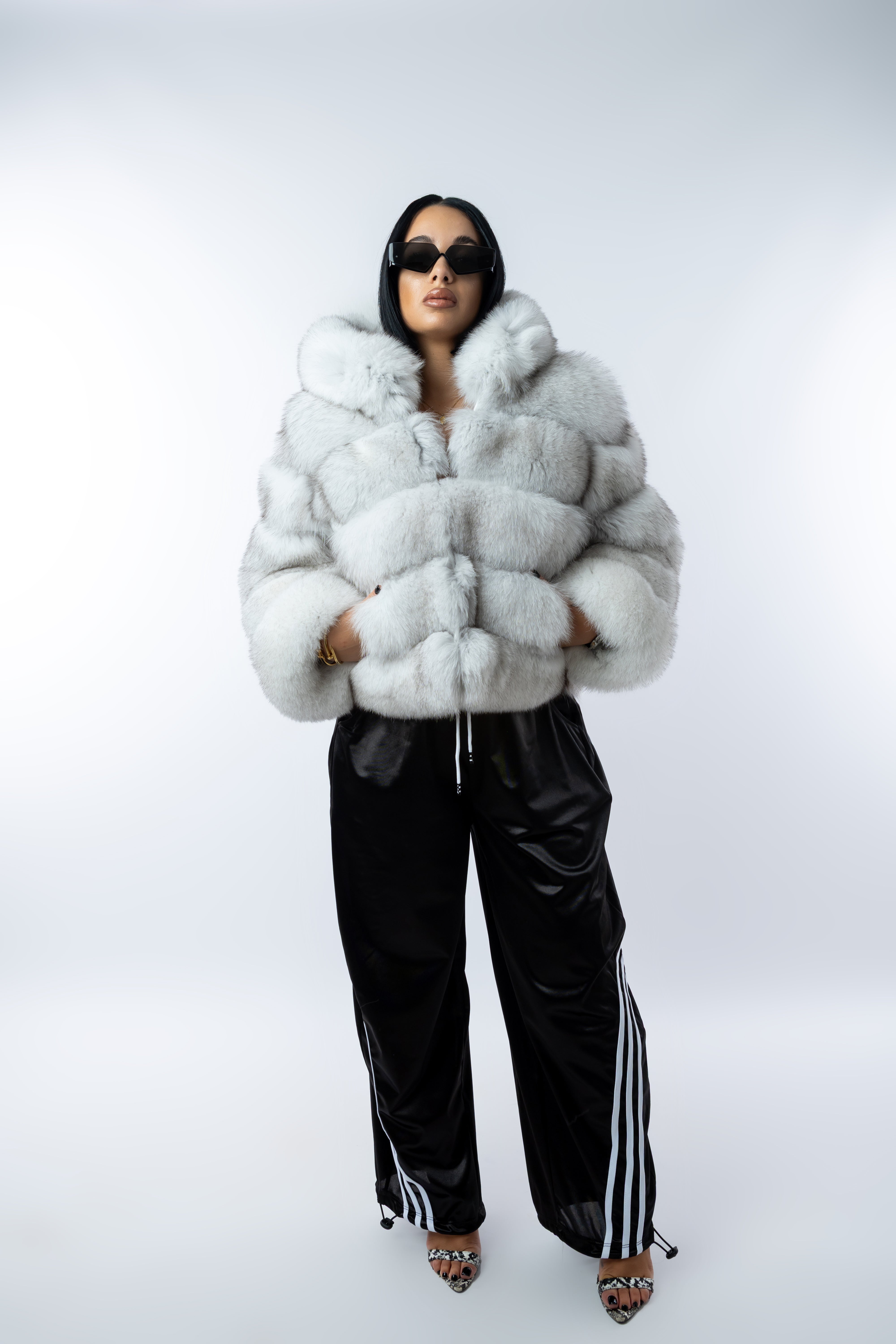 Pelliccia volpe white silver