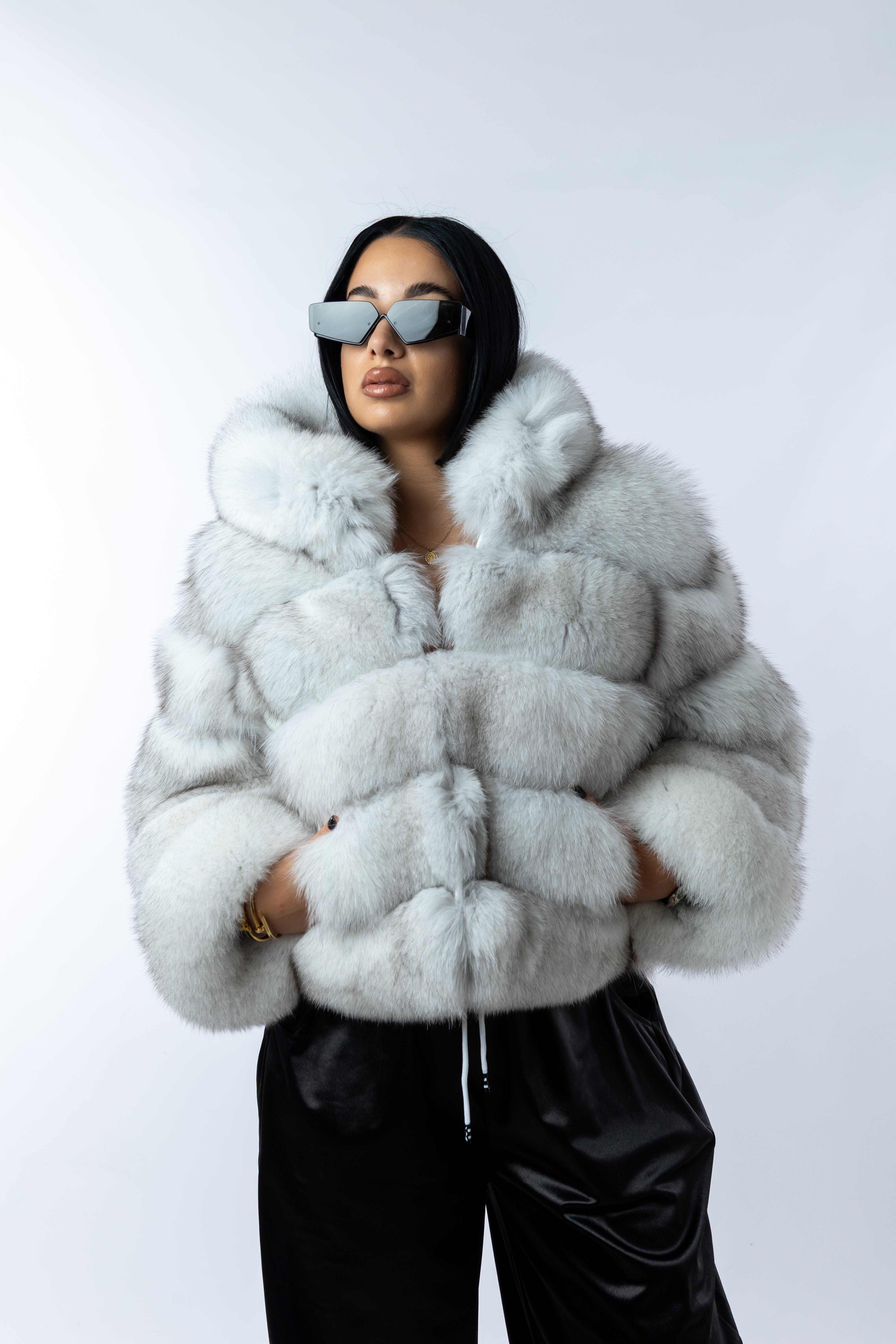 Pelliccia volpe white silver