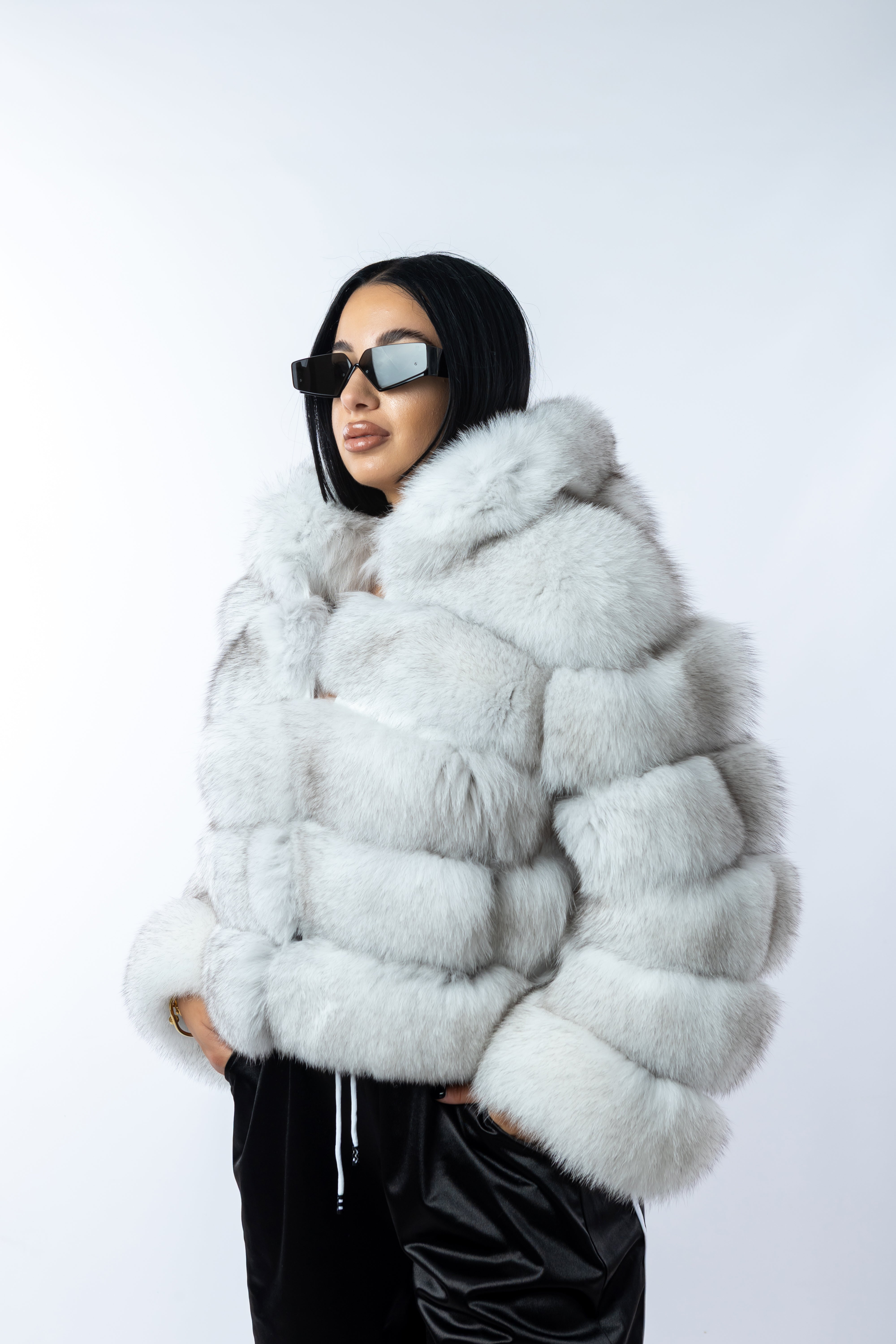 Pelliccia volpe white silver