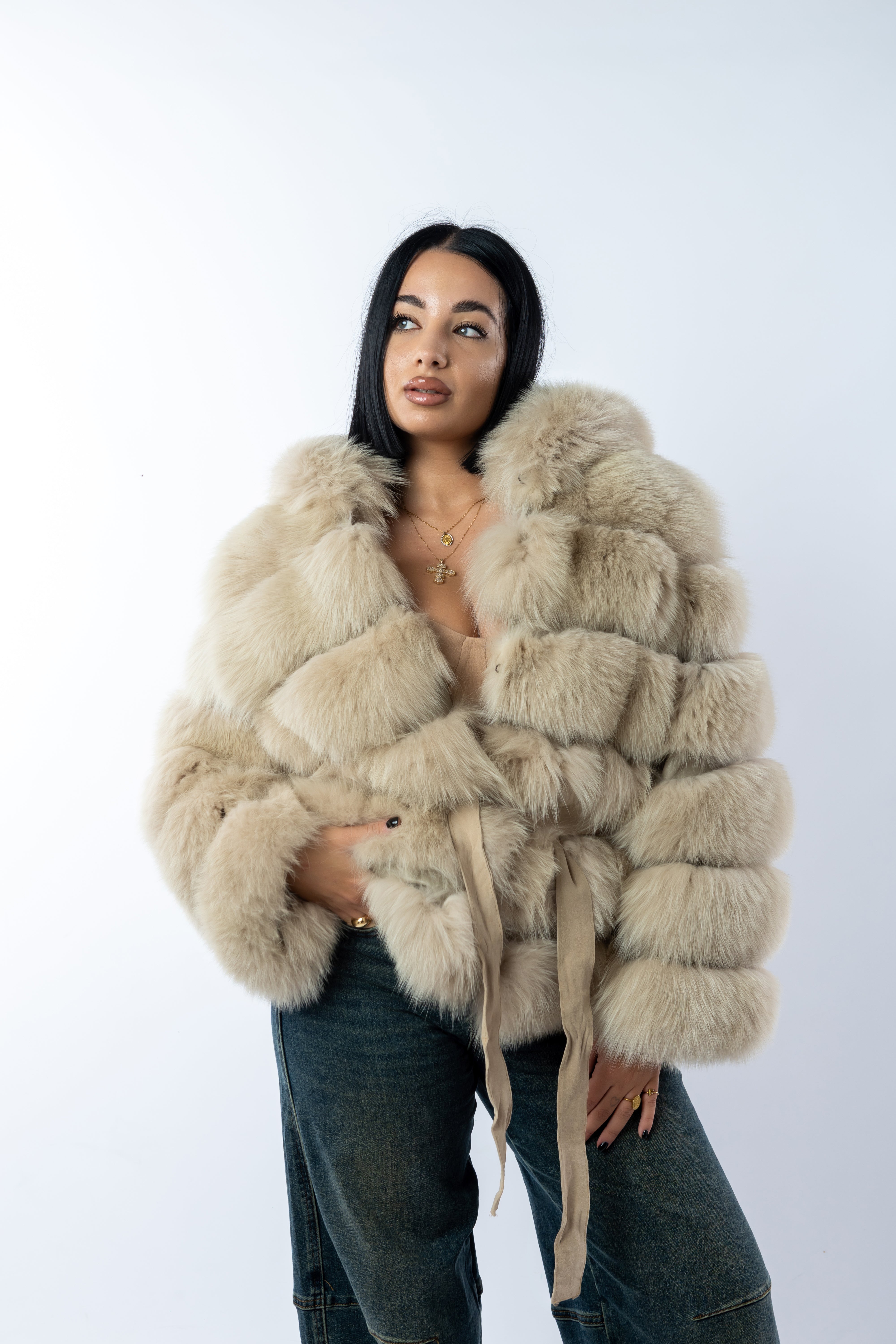 Pelliccia volpe beige exclusive