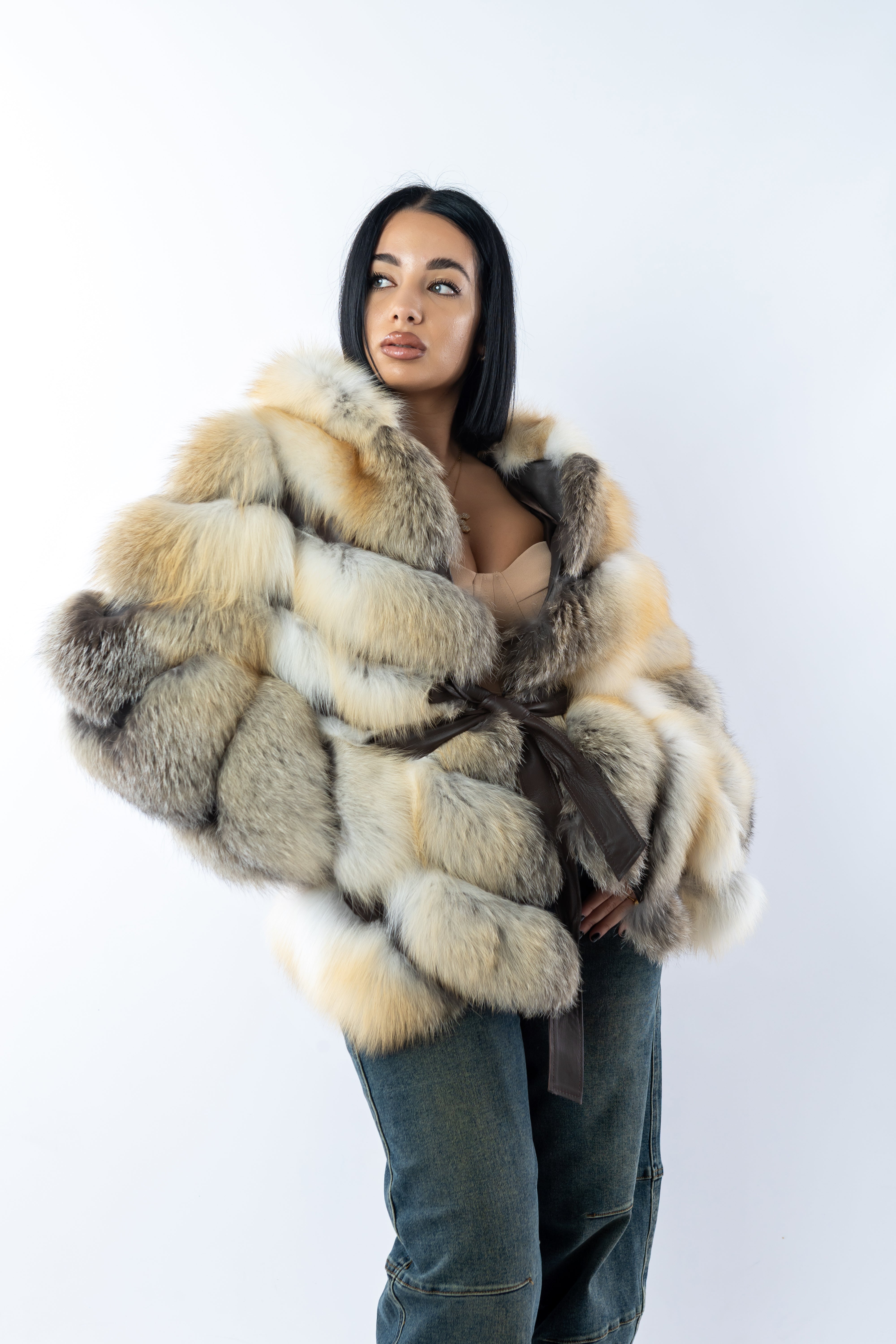 Pelliccia volpe gold con cintura