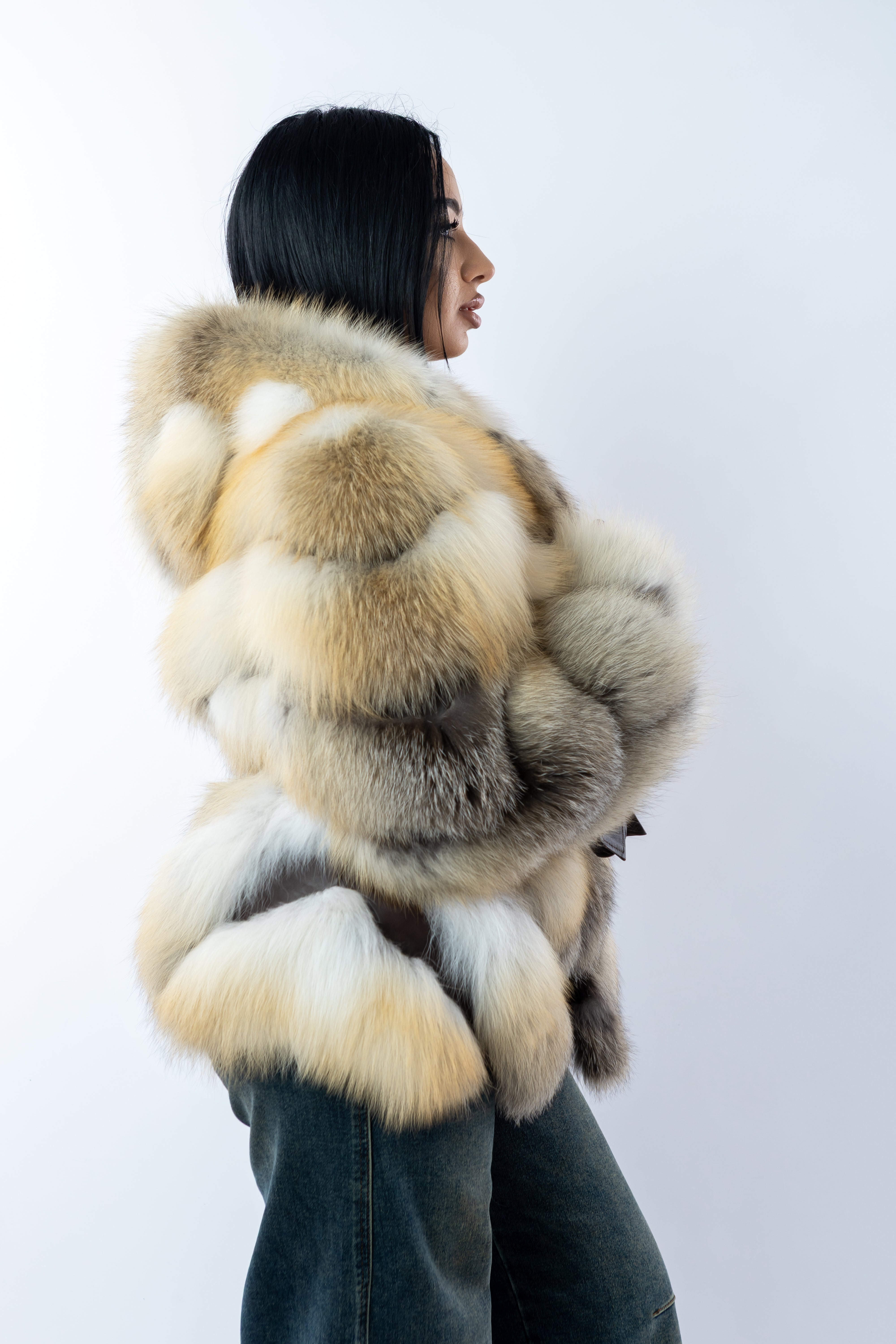 Pelliccia volpe gold con cintura