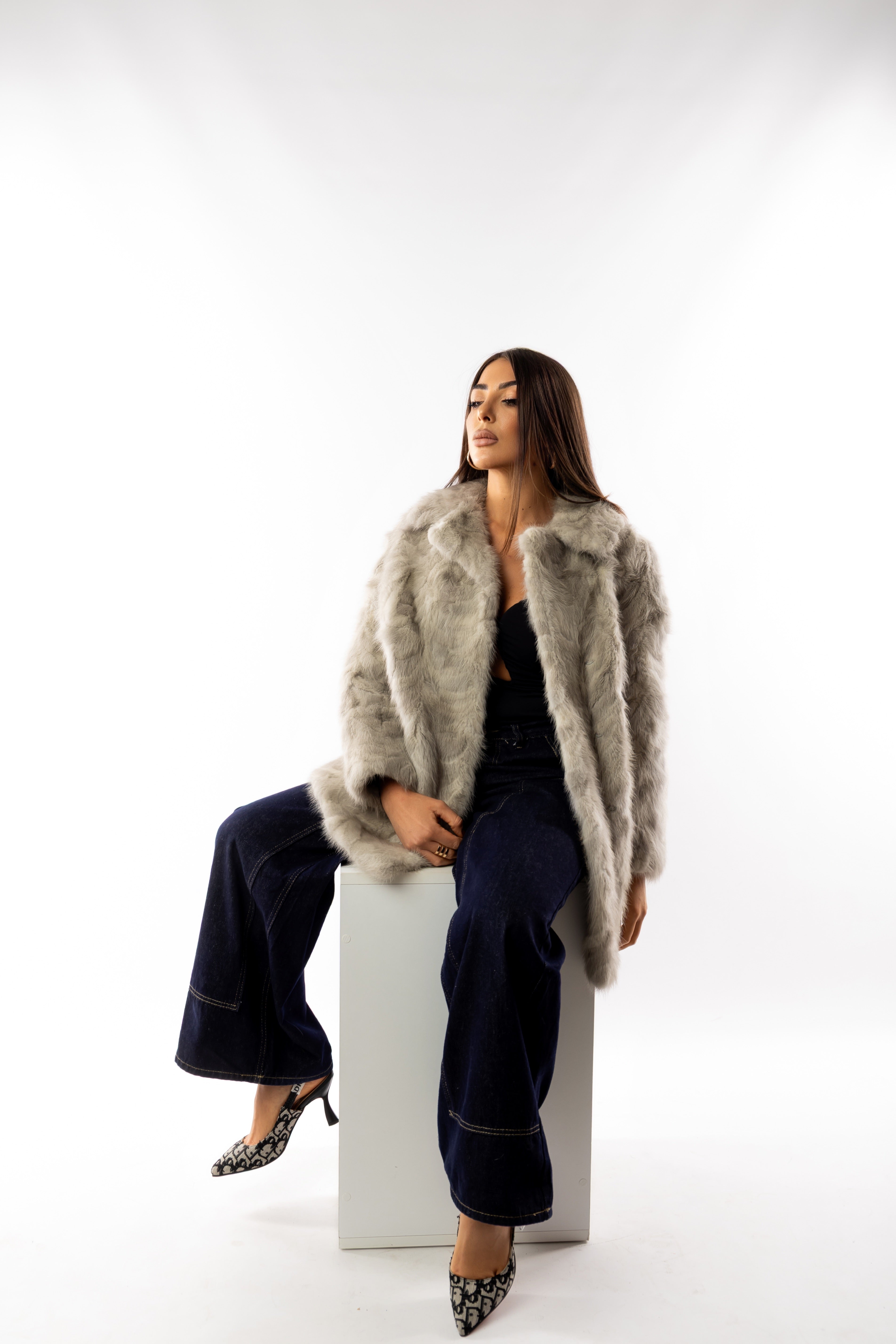 Pelliccia visone ghiaccio rimessa a modello