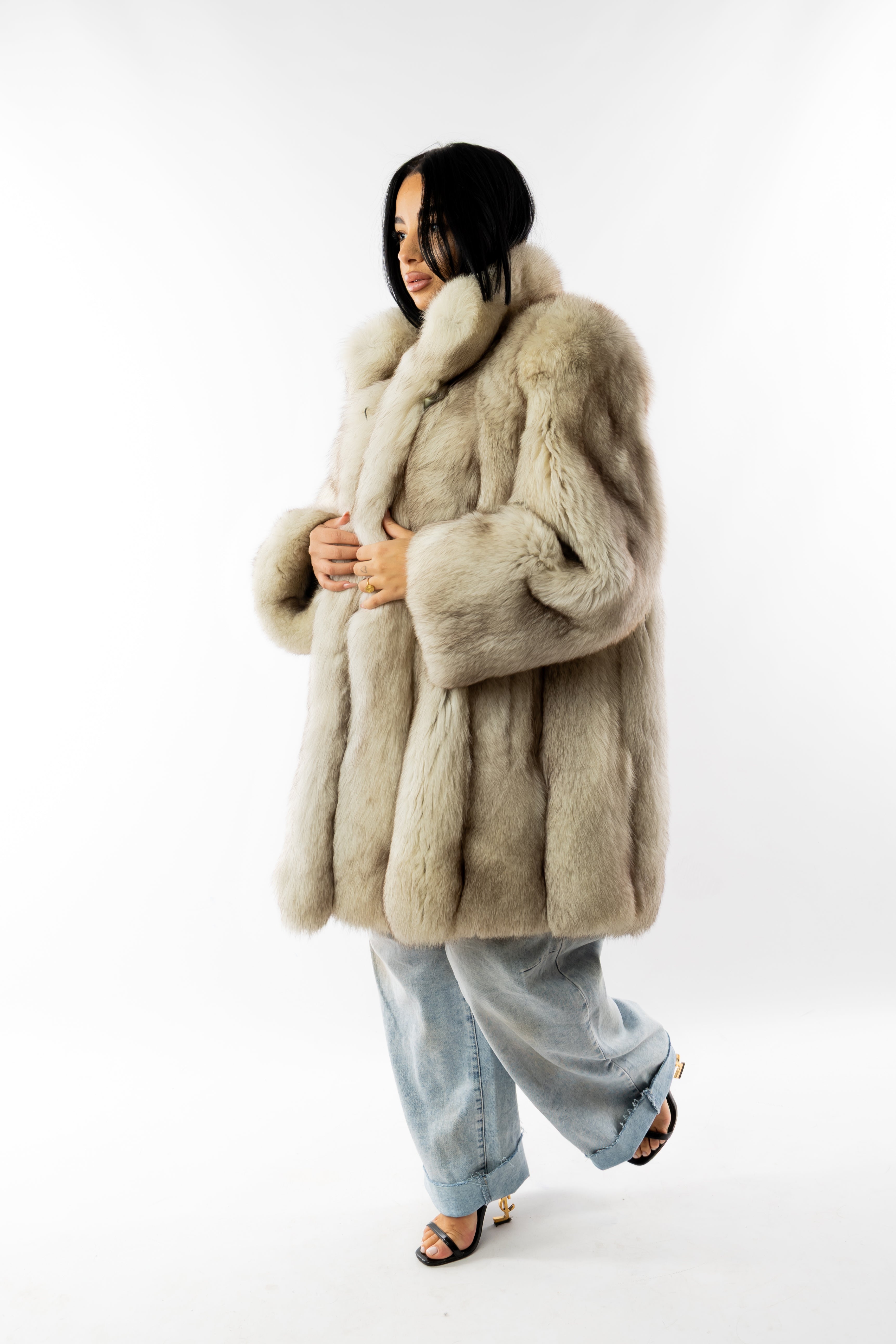 Pelliccia volpe bianca sfumata vintage