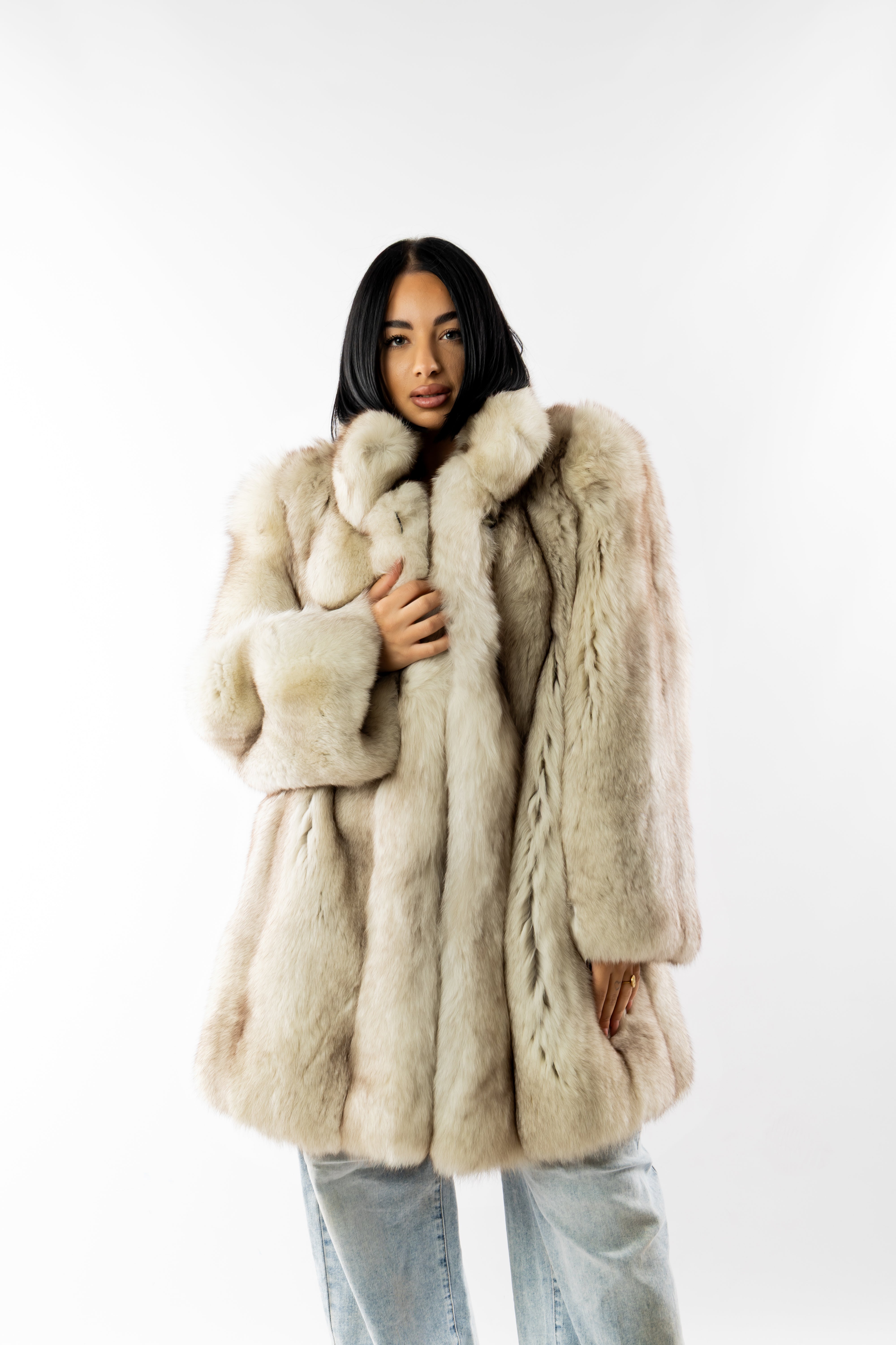 Pelliccia volpe bianca sfumata vintage