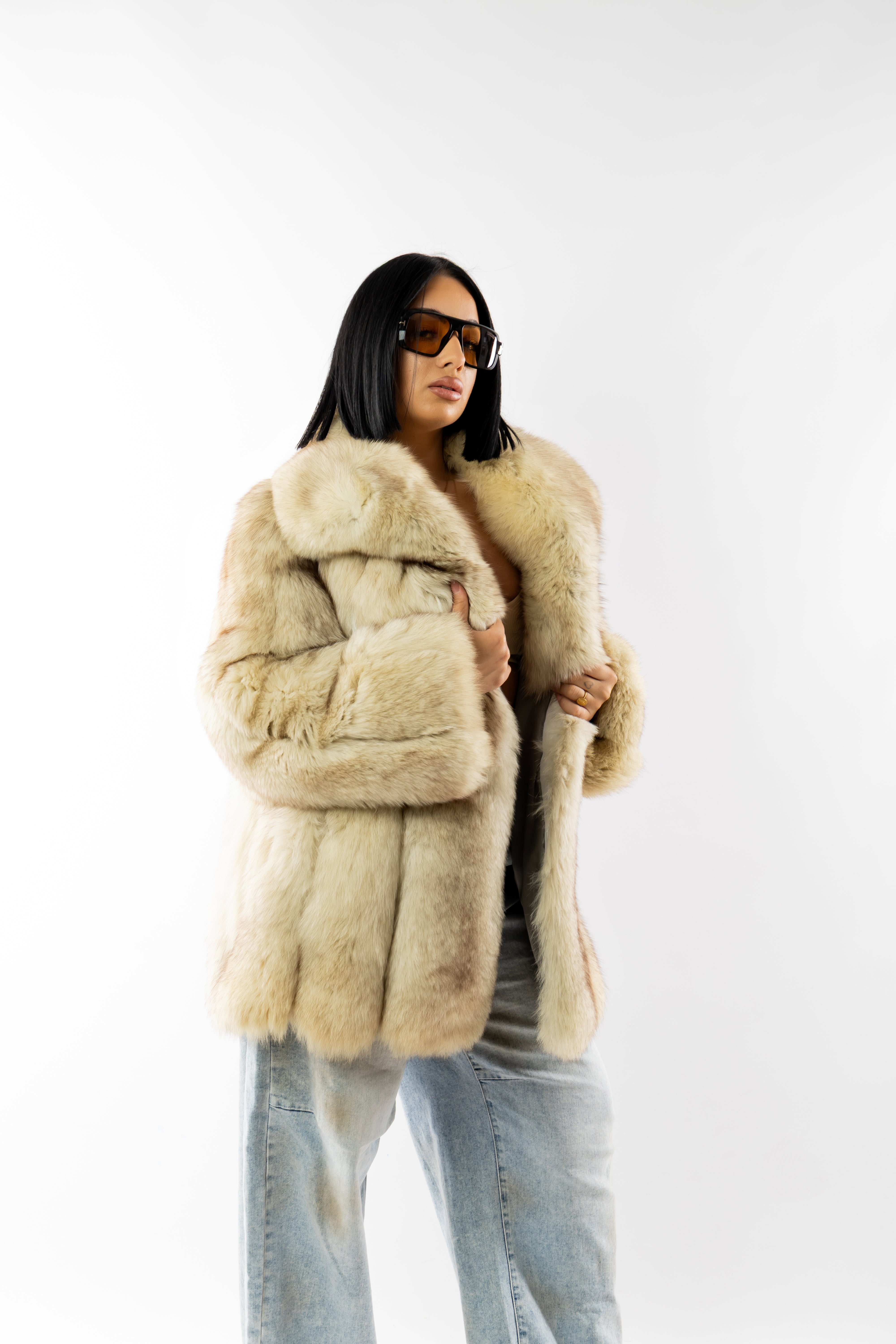 Pelliccia volpe crema vintage