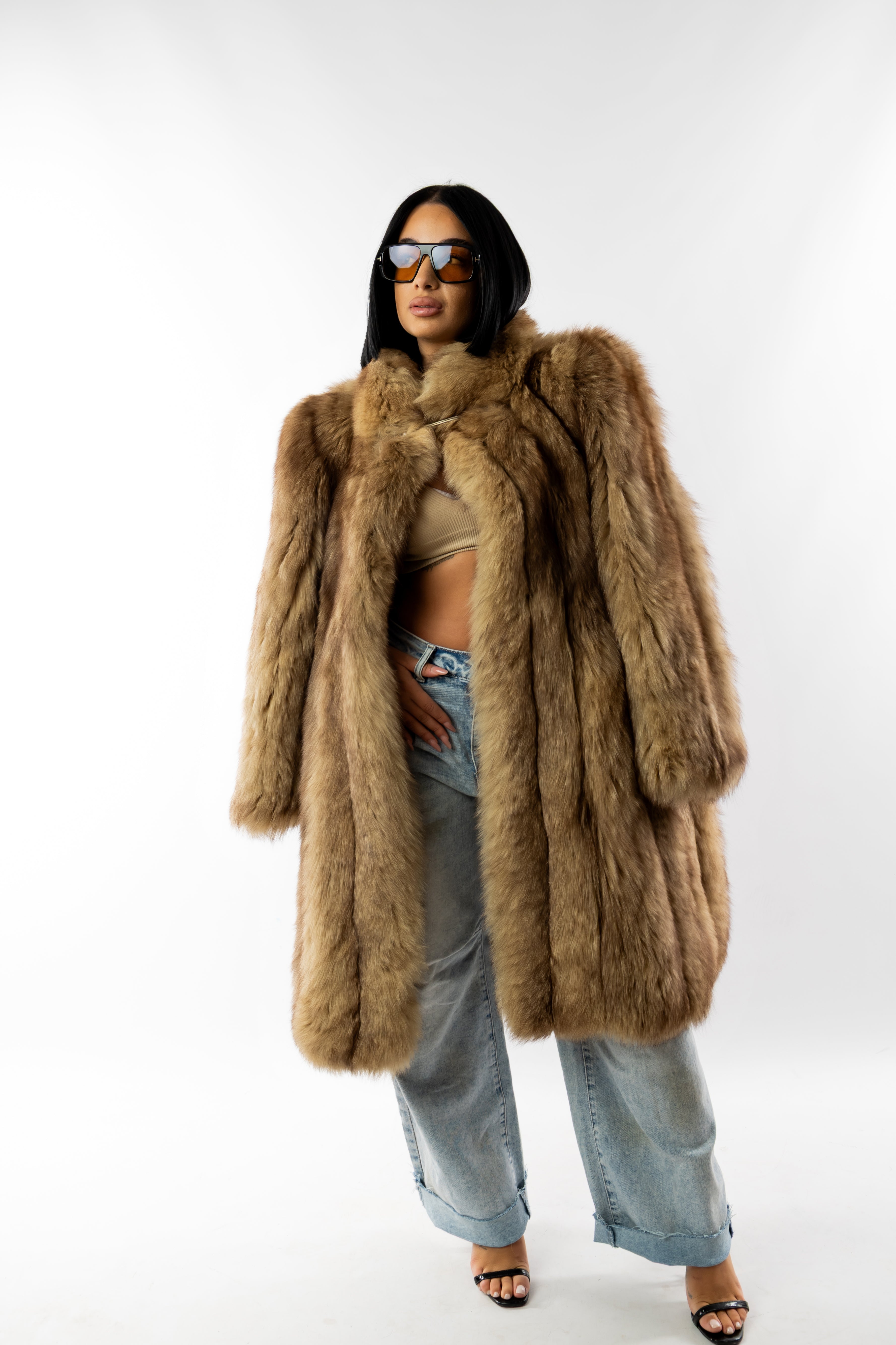 Pelliccia volpe miele vintage