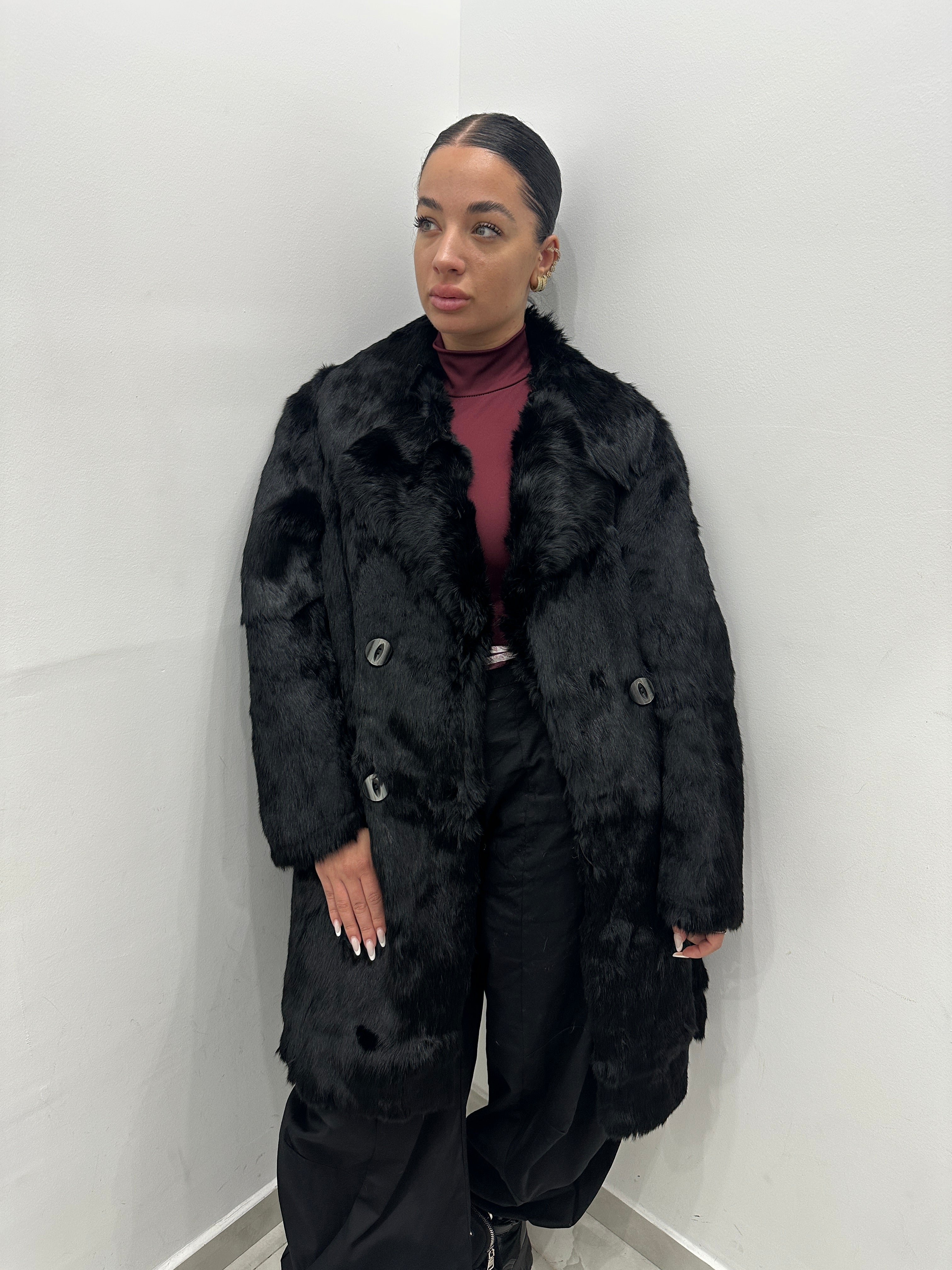 Pelliccia vera vintage nera