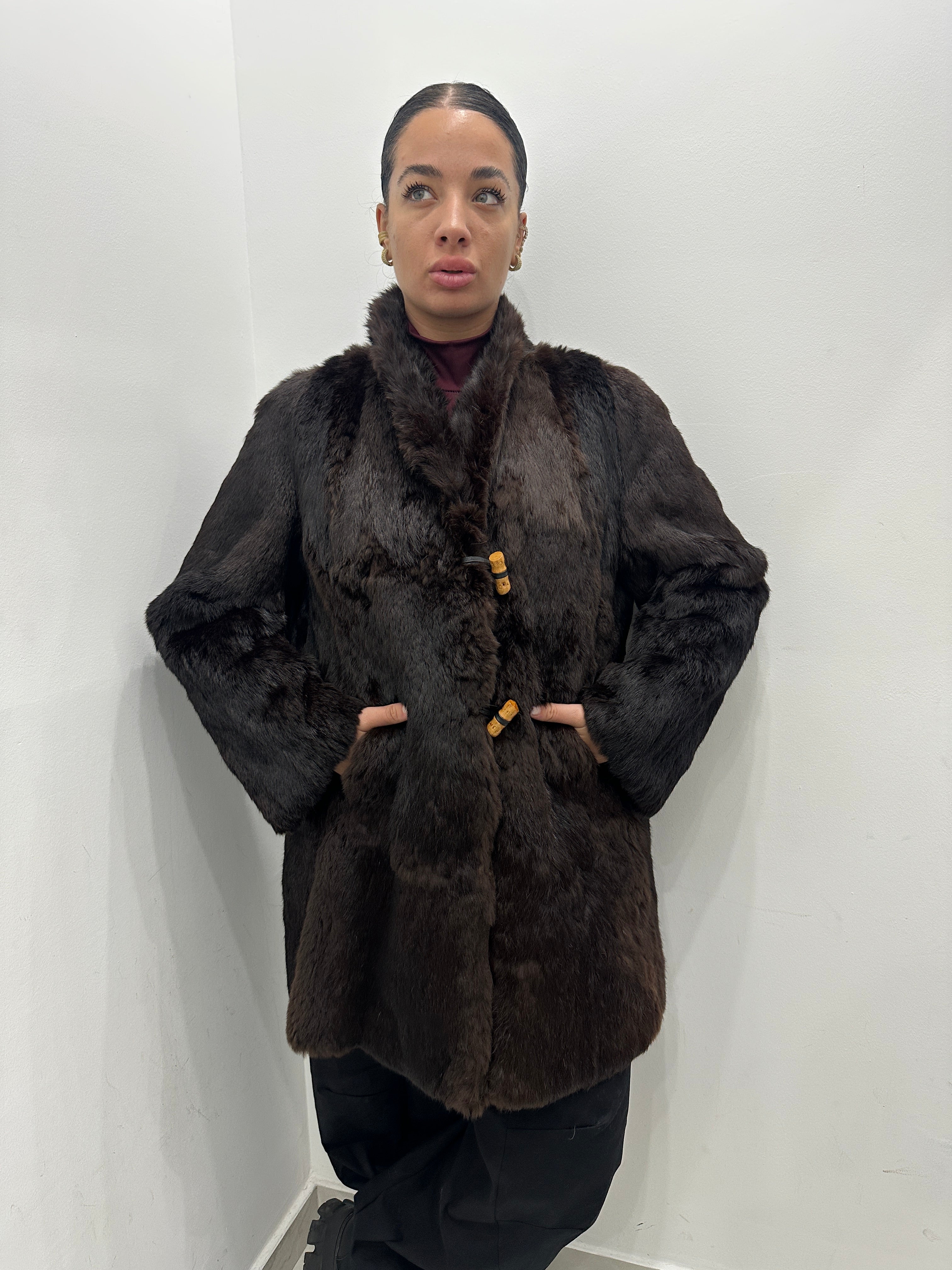 Pelliccia vera vintage marrone