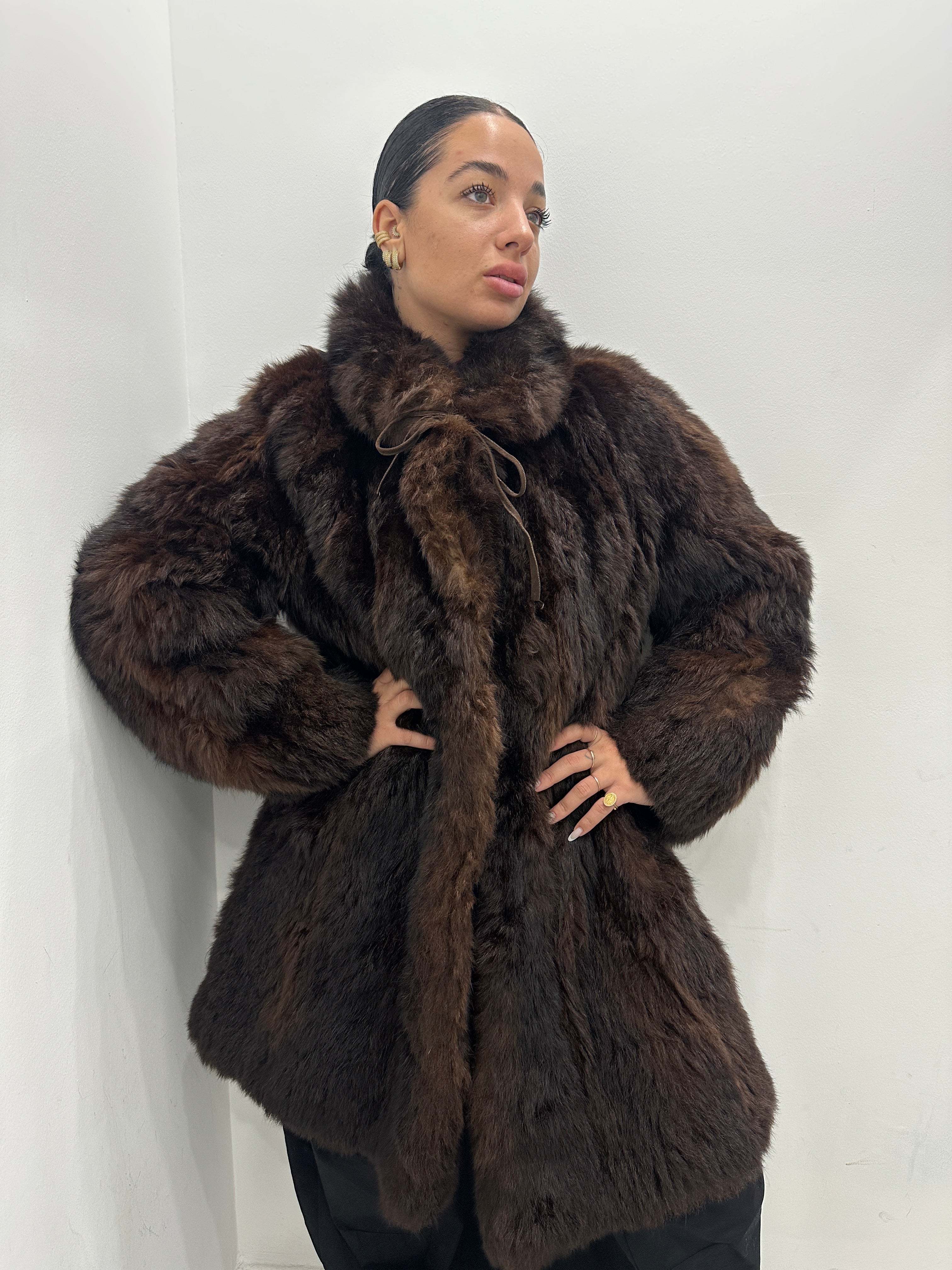 Pelliccia vera vintage marrone