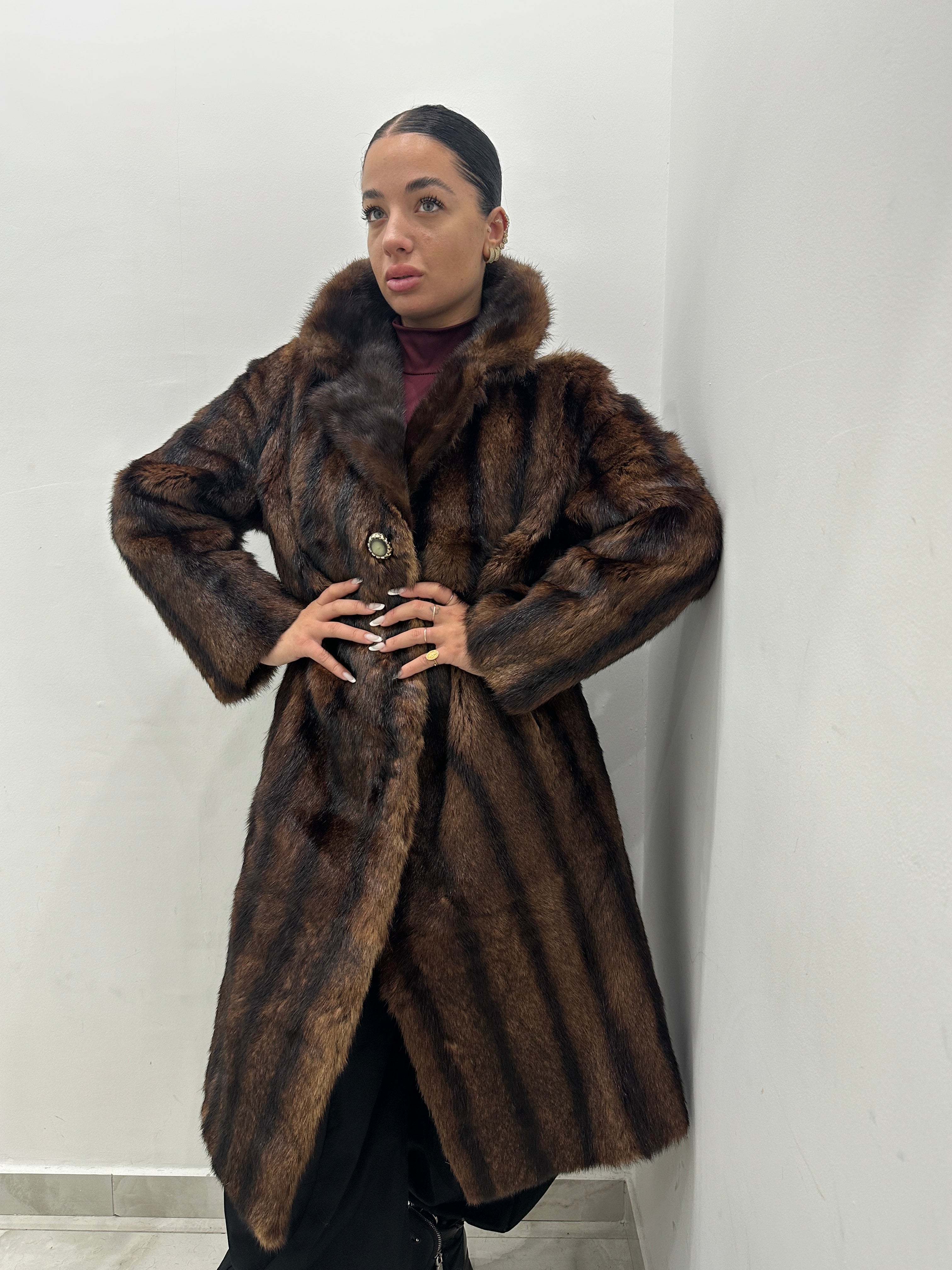 Pelliccia vera vintage marrone