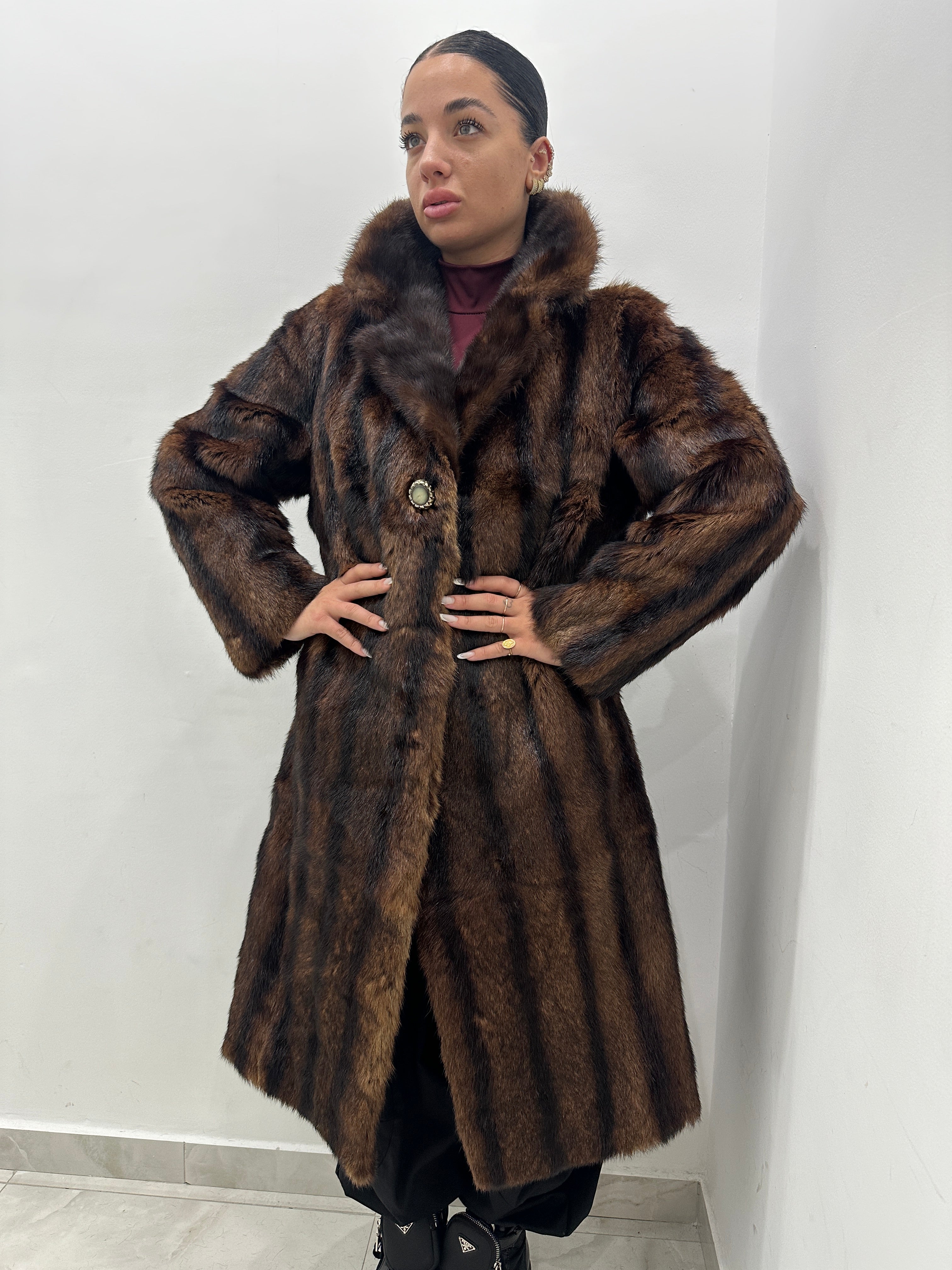 Pelliccia vera vintage marrone