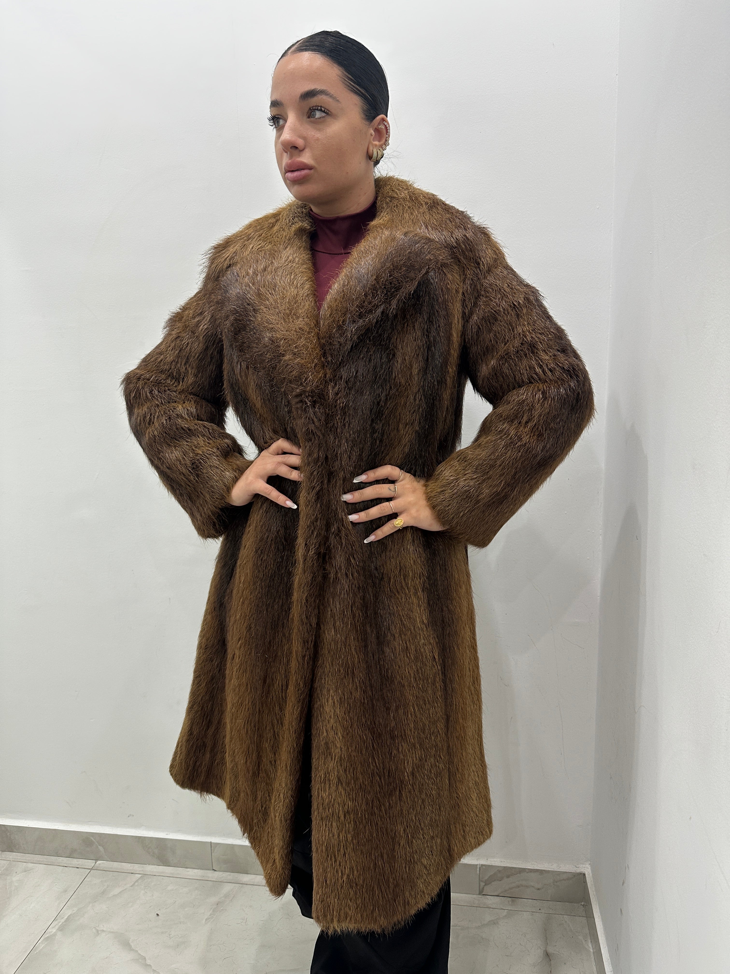 Pelliccia vera vintage marrone