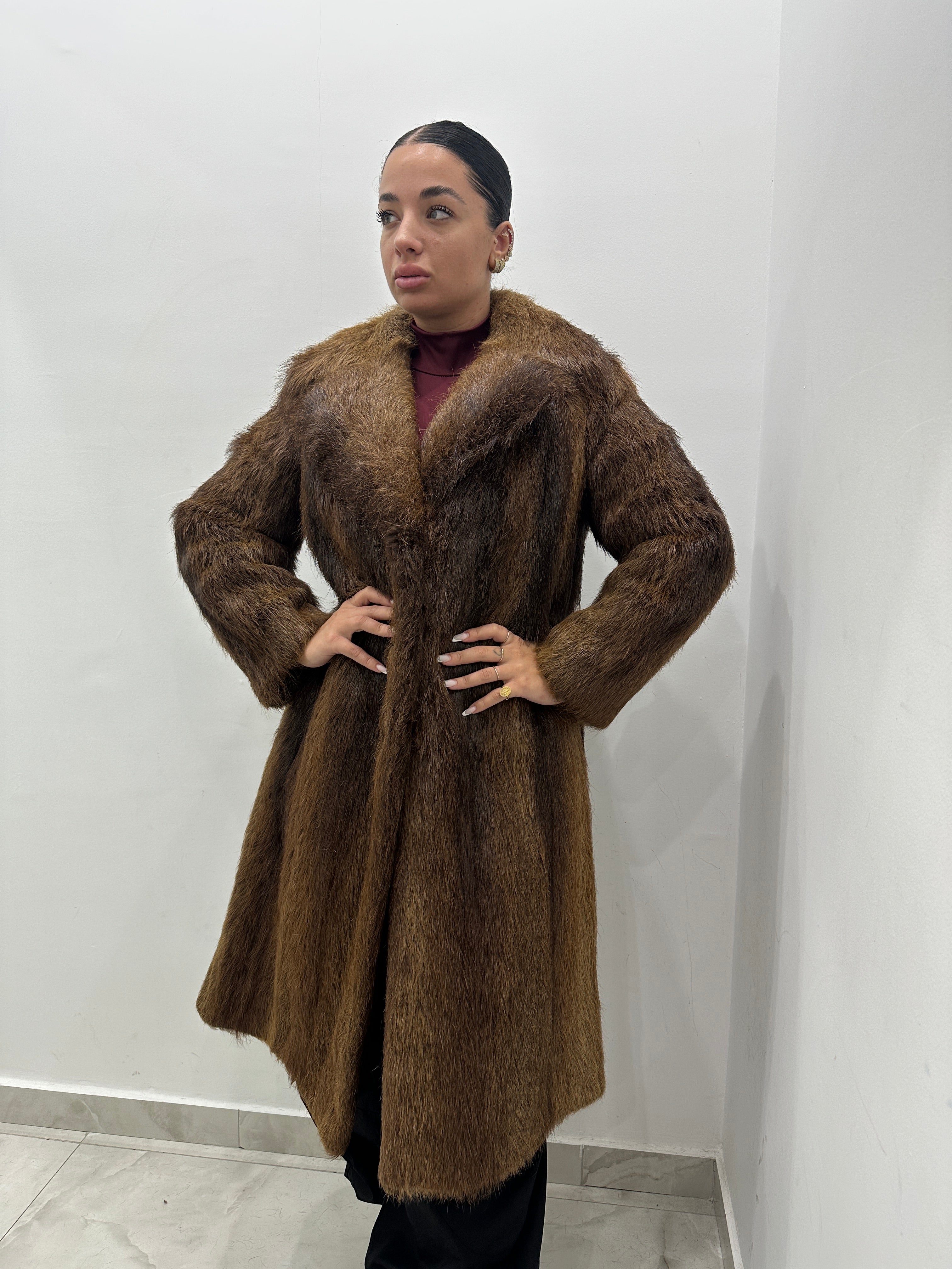 Pelliccia vera vintage marrone