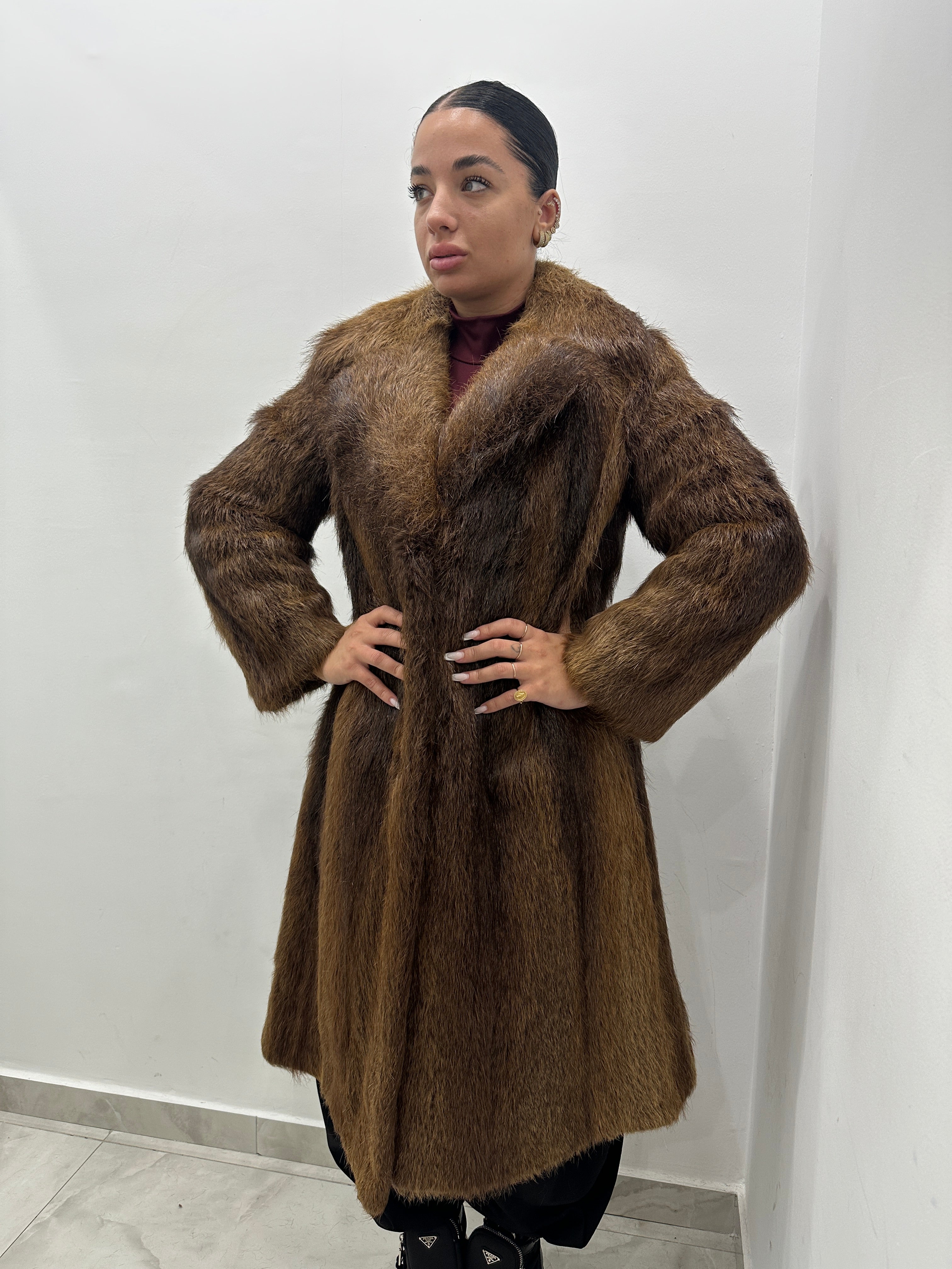 Pelliccia vera vintage marrone