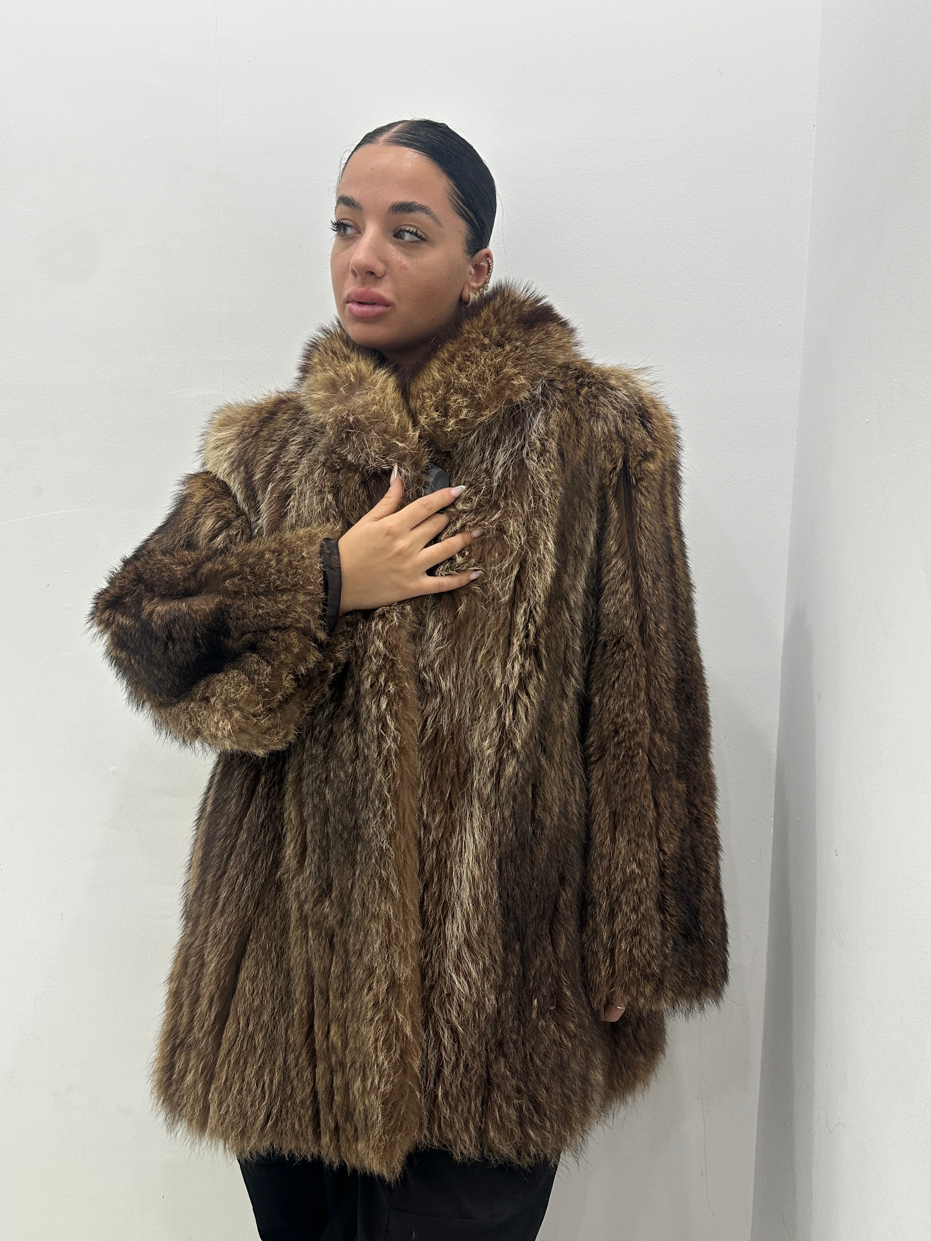 Pelliccia marmotta vera vintage marrone