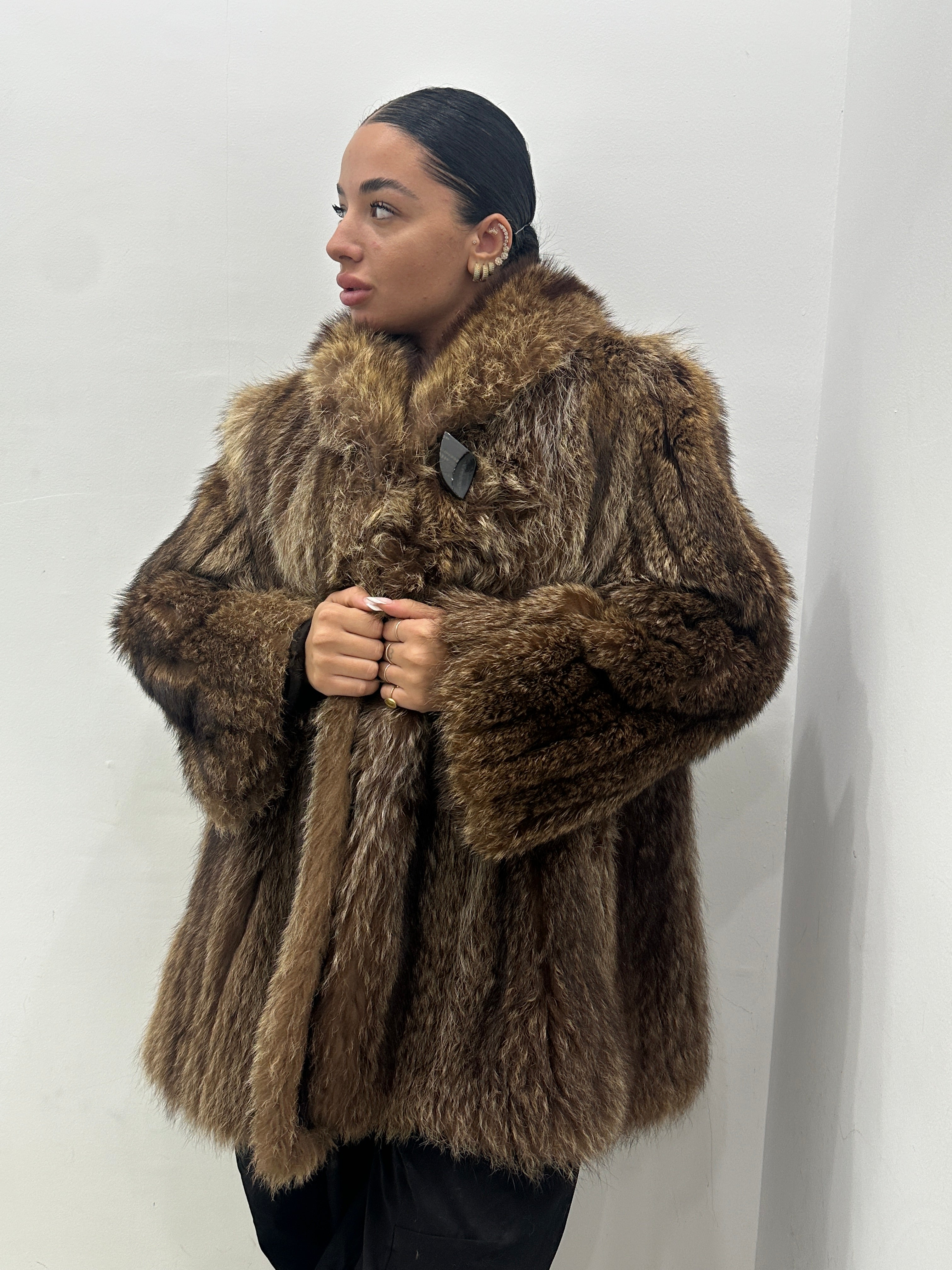 Pelliccia marmotta vera vintage marrone