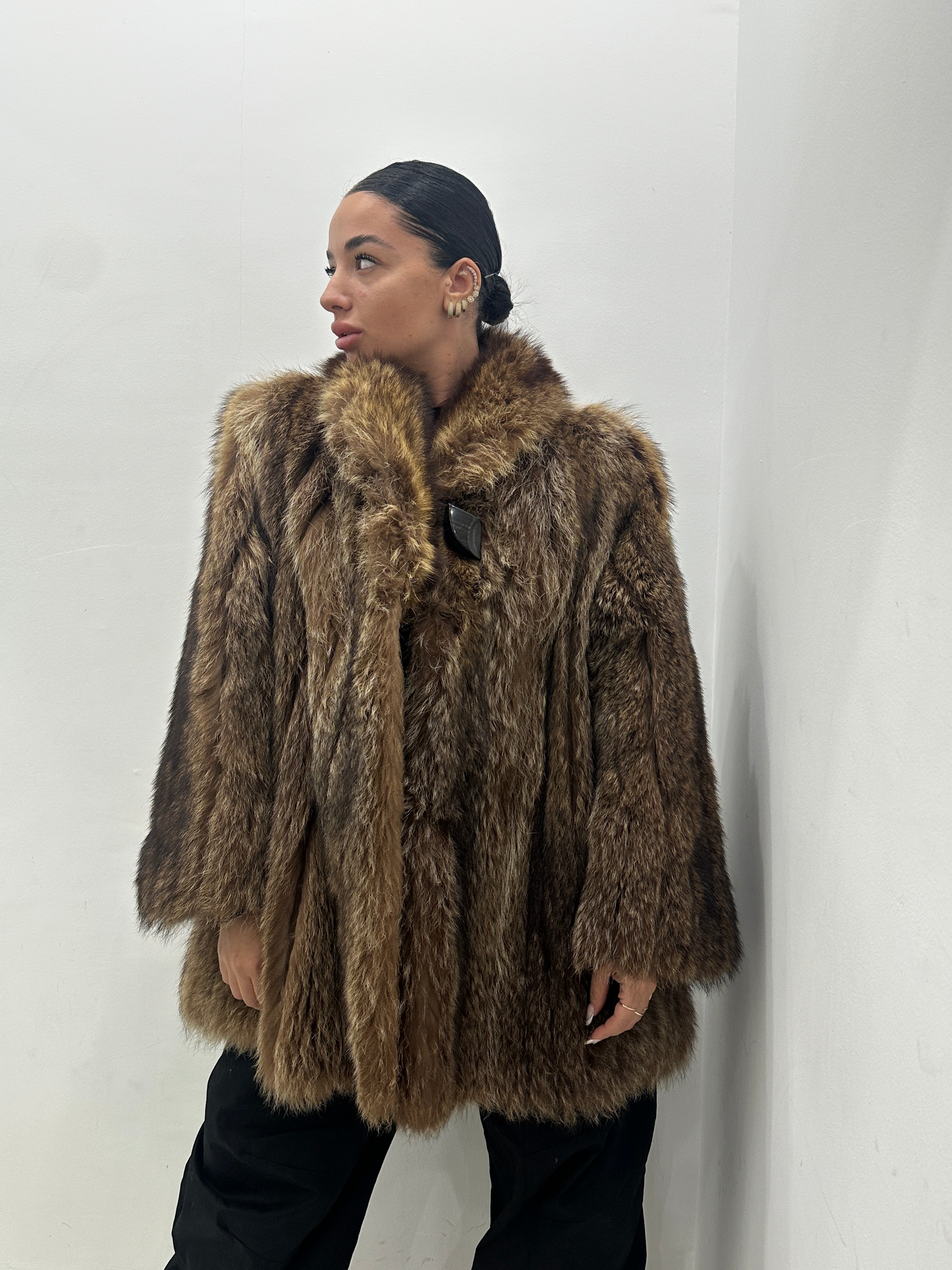 Pelliccia marmotta vera vintage marrone