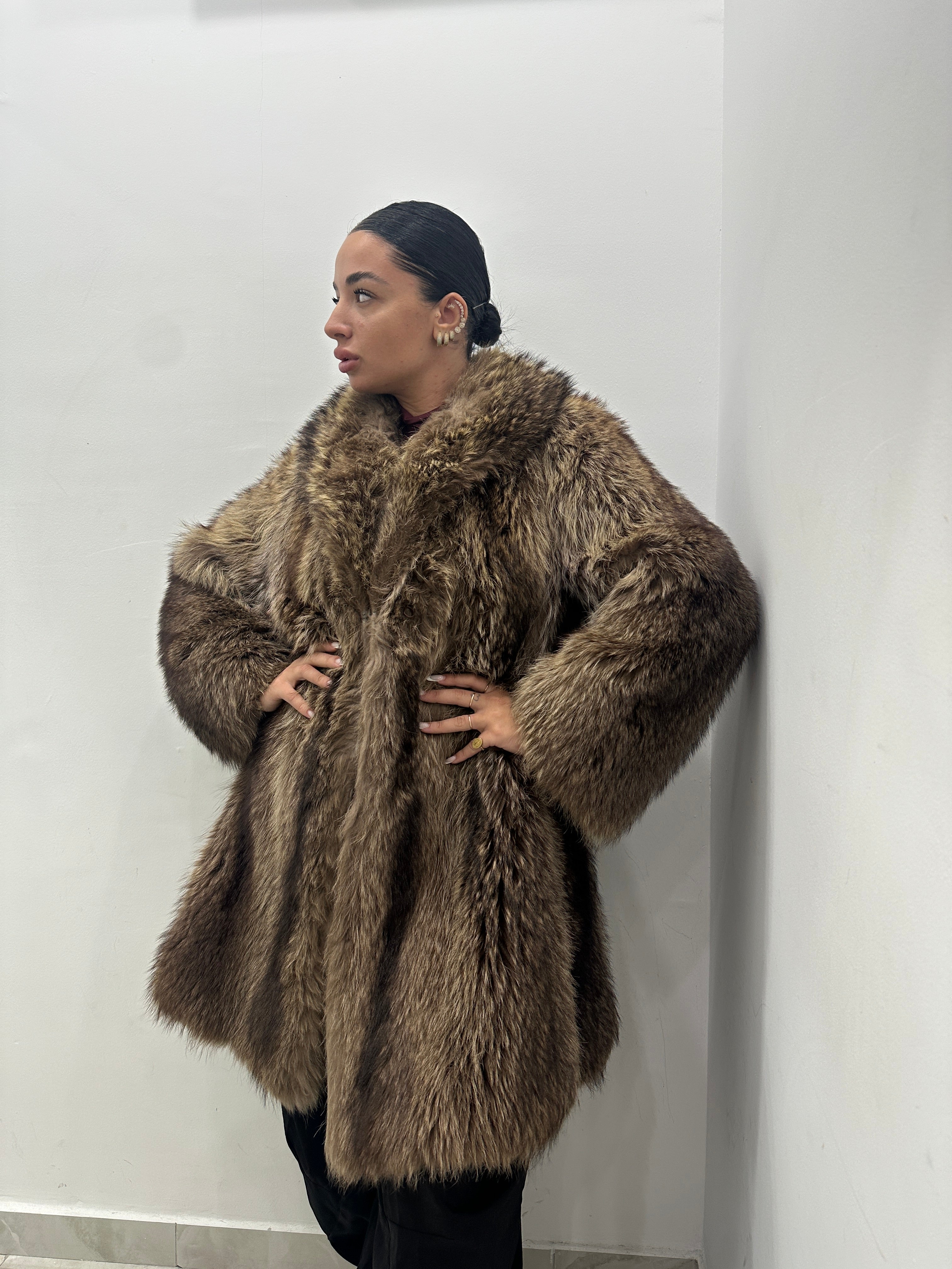 Pelliccia marmotta vera vintage marrone