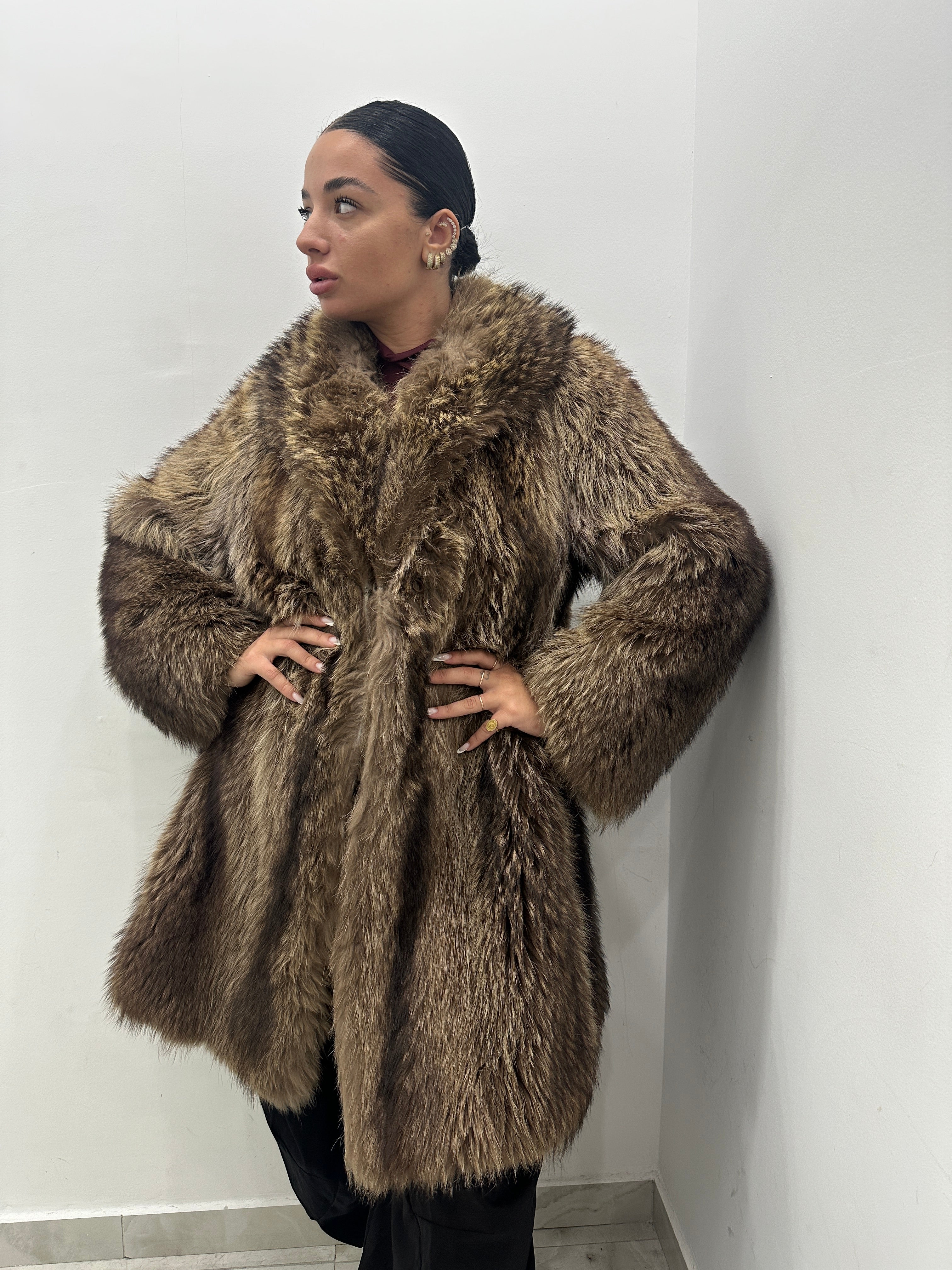 Pelliccia marmotta vera vintage marrone