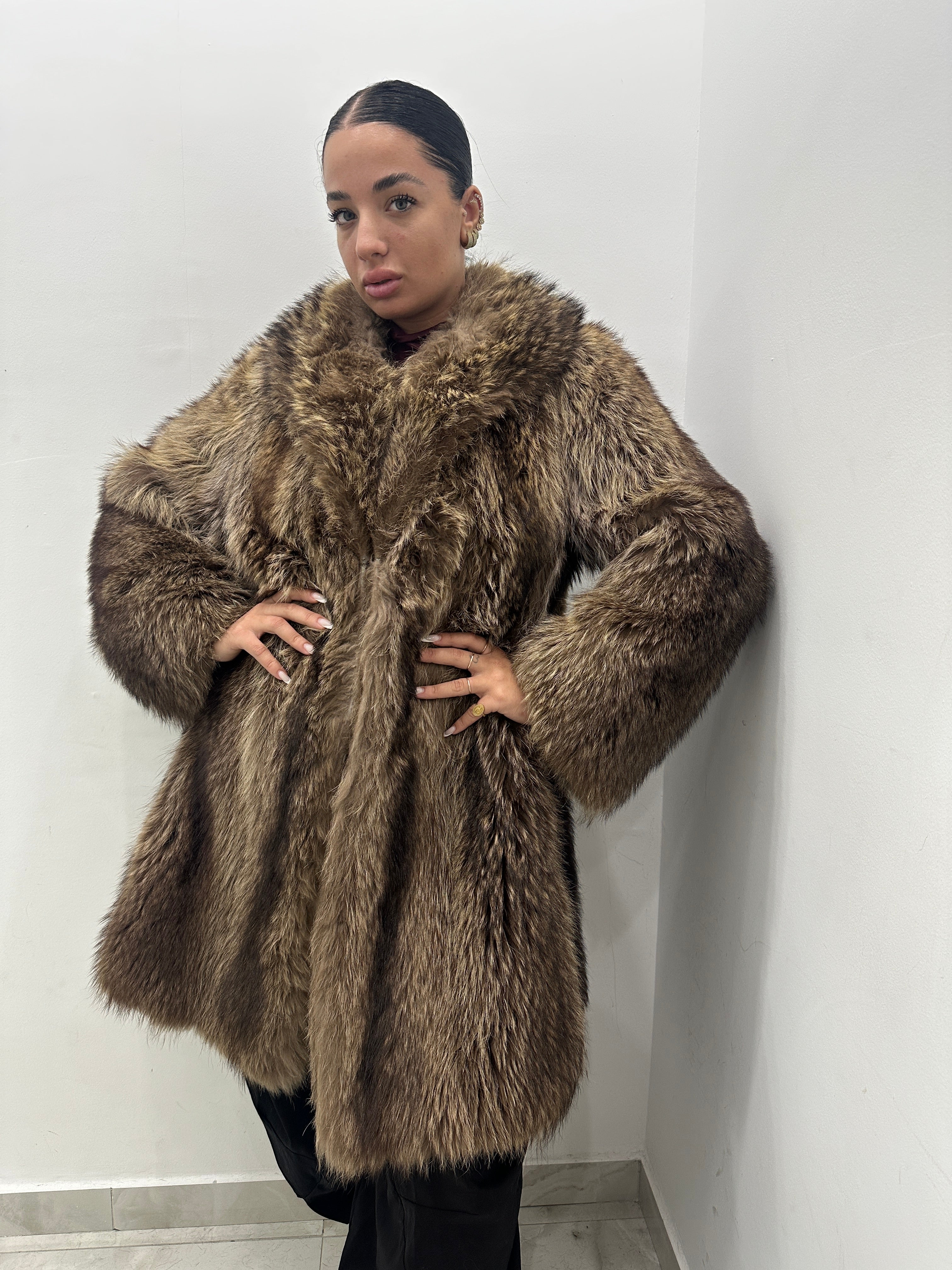 Pelliccia marmotta vera vintage marrone